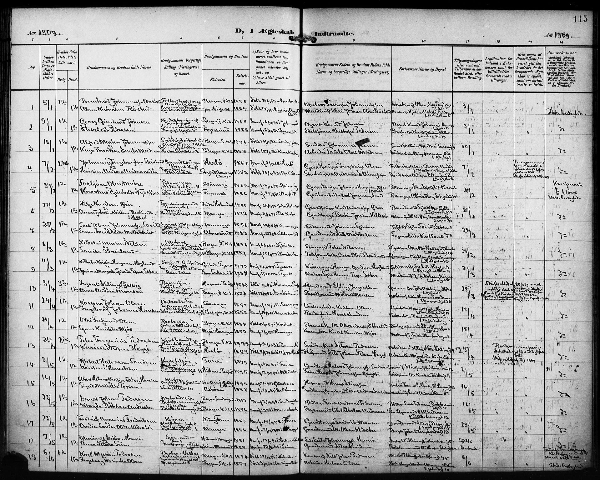 Mariakirken Sokneprestembete, SAB/A-76901/H/Hab/L0009: Parish register (copy) no. A 9, 1901-1919, p. 115