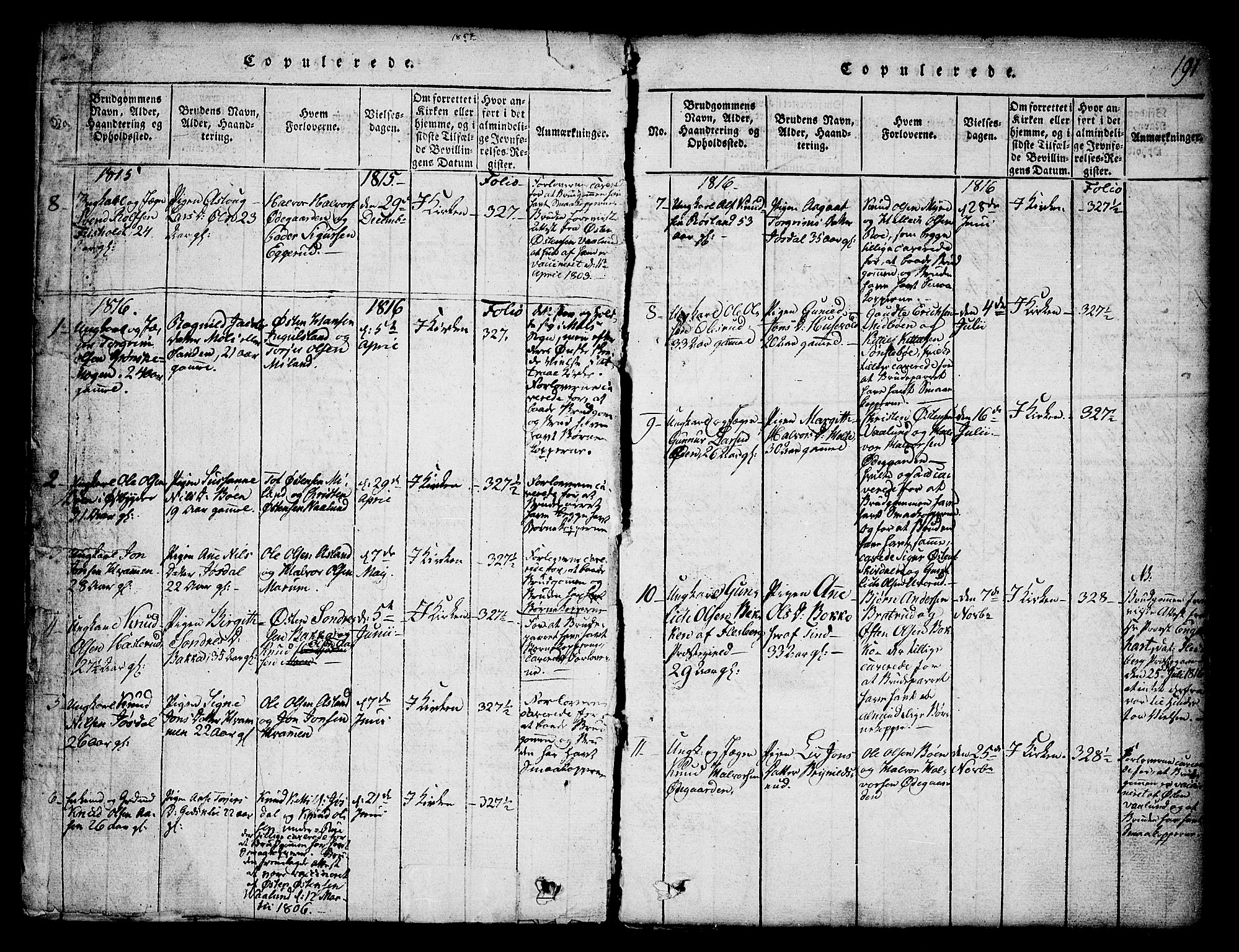 Tinn kirkebøker, AV/SAKO-A-308/G/Ga/L0001: Parish register (copy) no. I 1, 1815-1850, p. 191