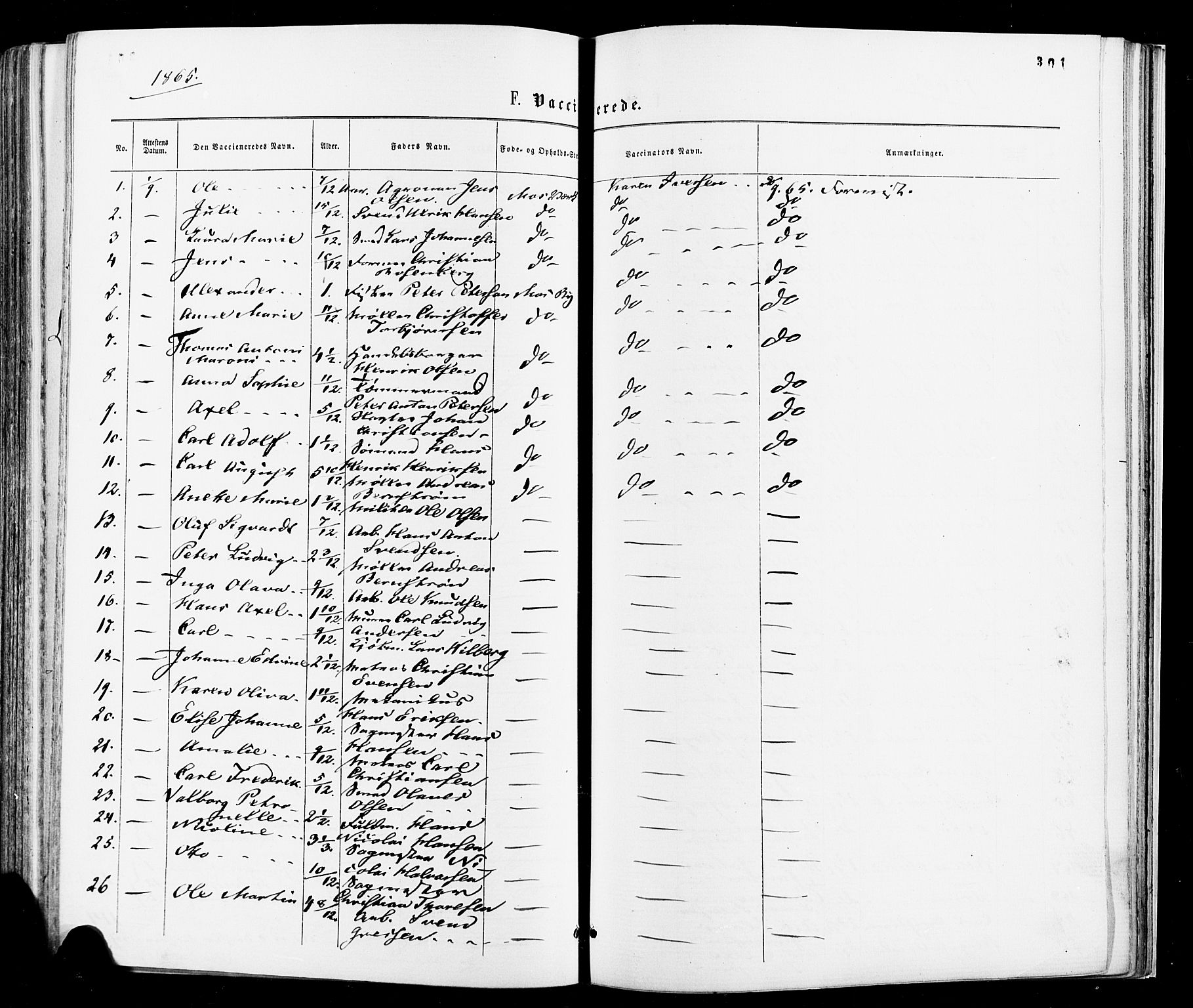 Moss prestekontor Kirkebøker, AV/SAO-A-2003/F/Fa/L0009: Parish register (official) no. I 9, 1861-1869, p. 301