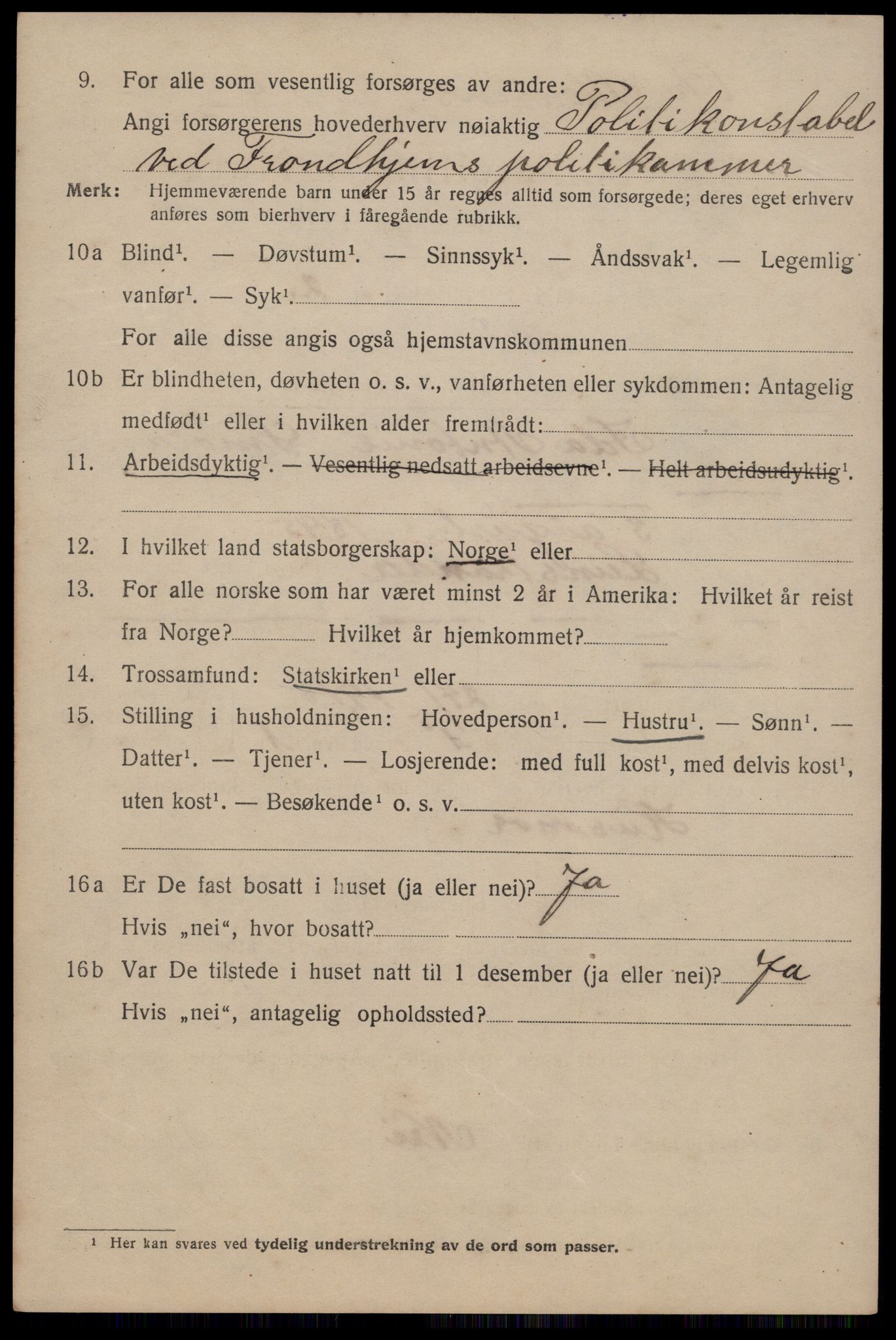 SAT, 1920 census for Trondheim, 1920, p. 113361