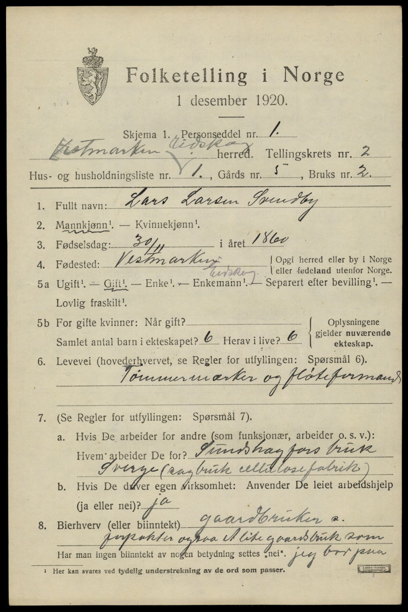 SAH, 1920 census for Eidskog, 1920, p. 3007