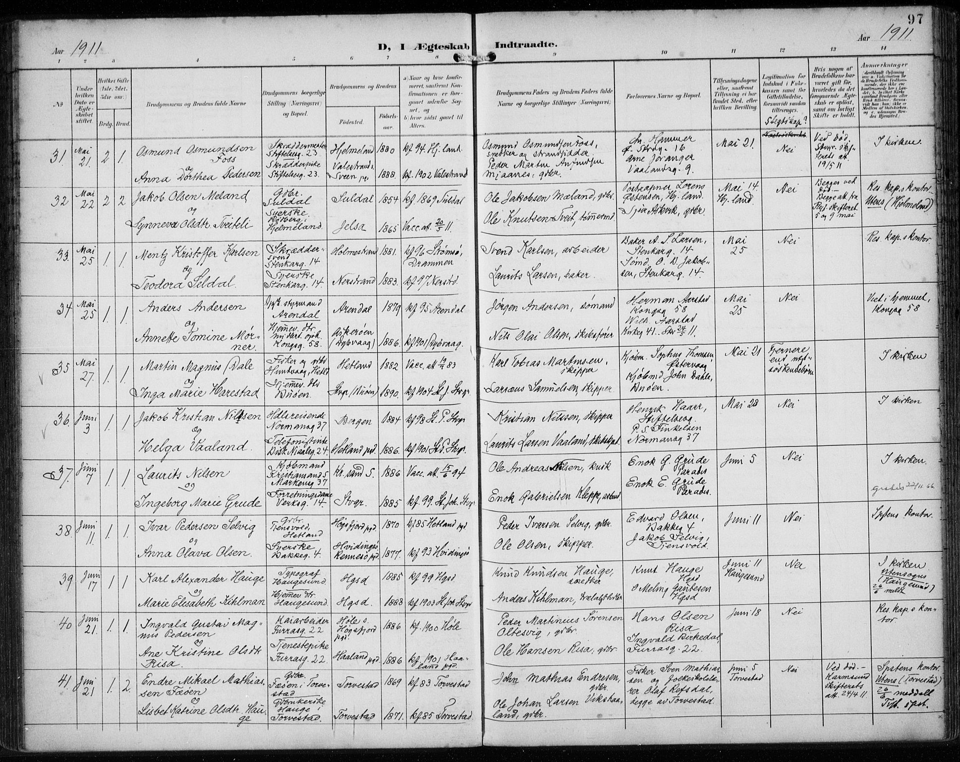St. Petri sokneprestkontor, AV/SAST-A-101813/002/A/L0003: Parish register (official) no. A 24, 1900-1921, p. 97