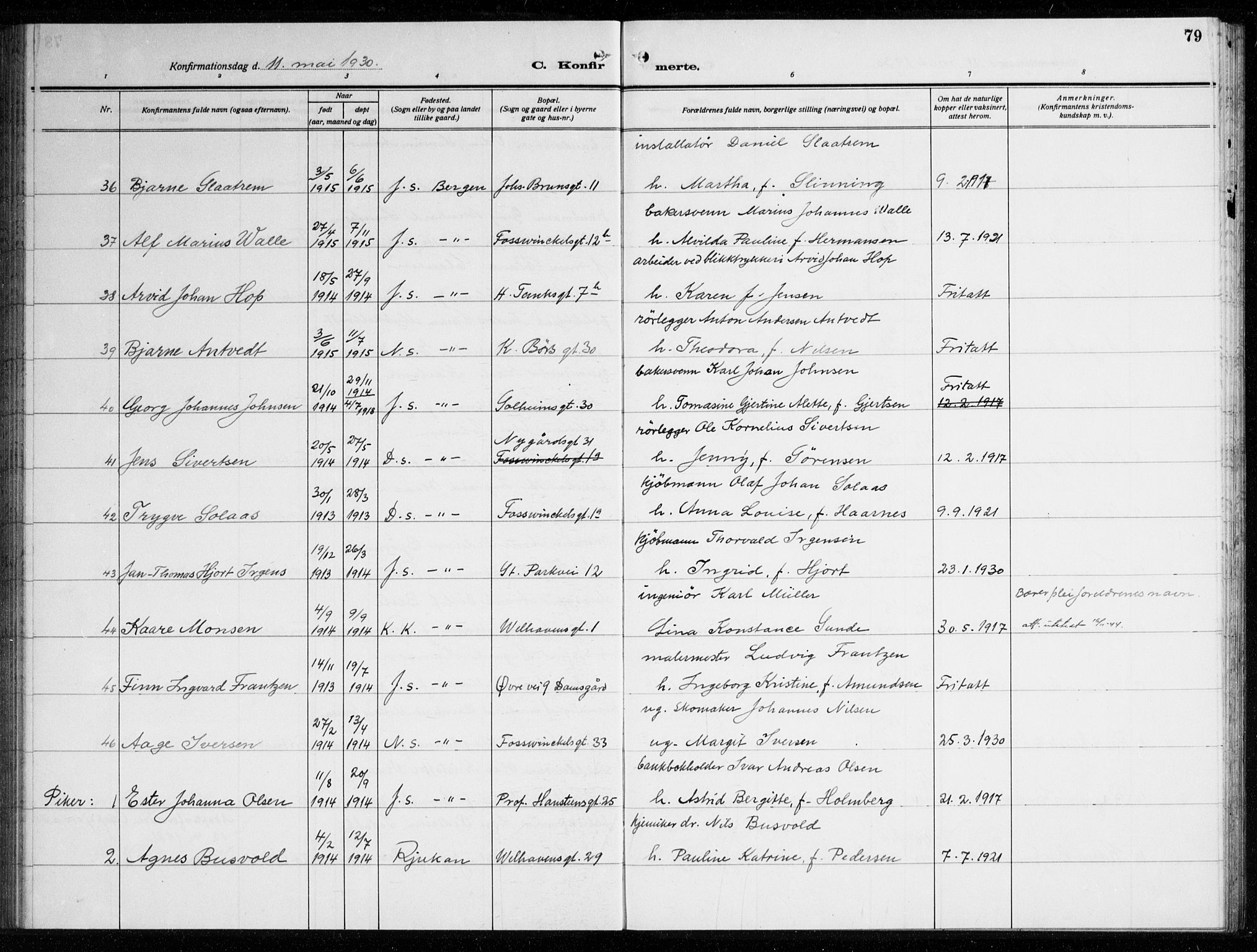 Johanneskirken sokneprestembete, AV/SAB-A-76001/H/Haa/L0010: Parish register (official) no. C 3, 1925-1935, p. 79