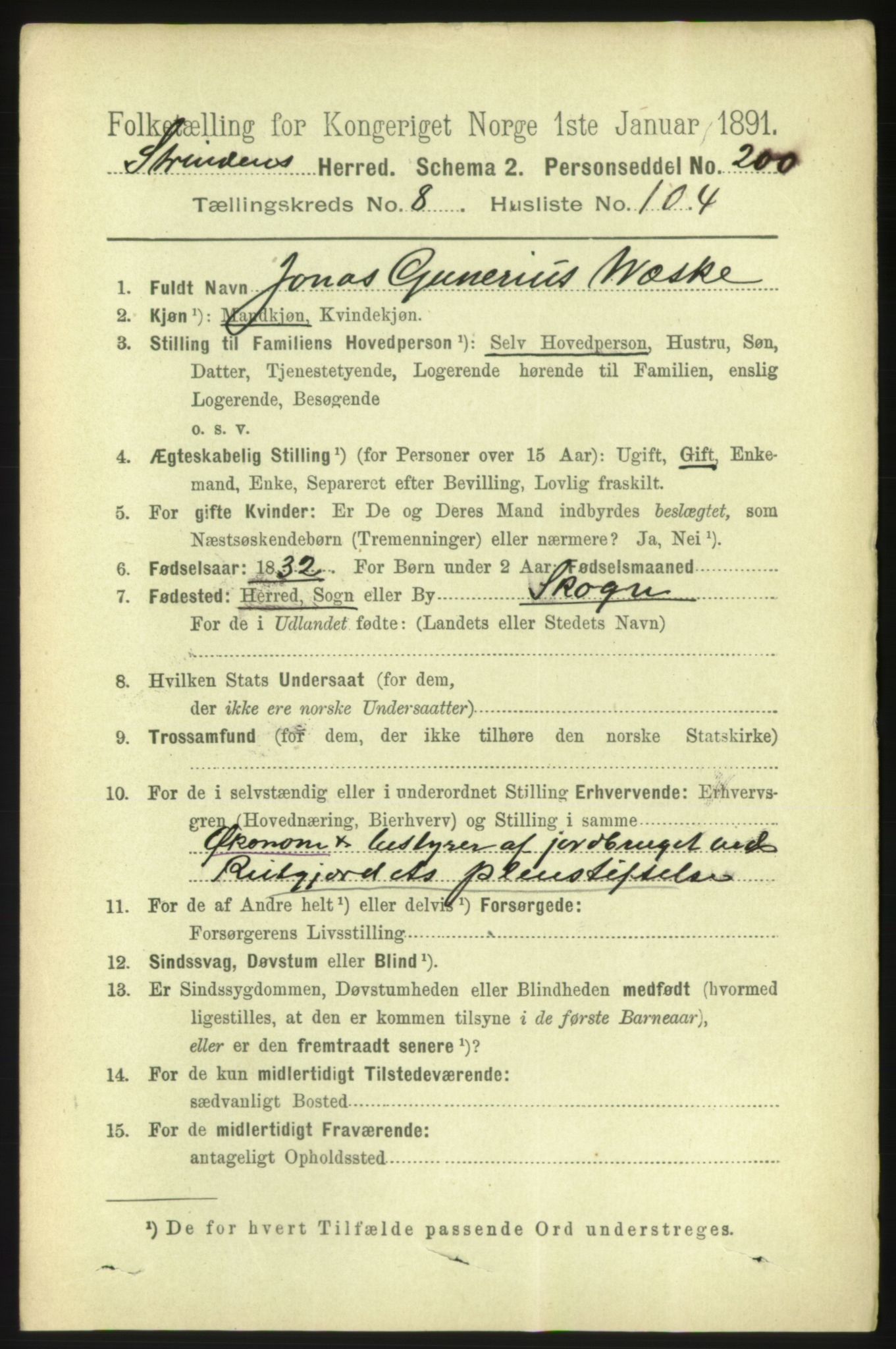 RA, 1891 census for 1660 Strinda, 1891, p. 7952