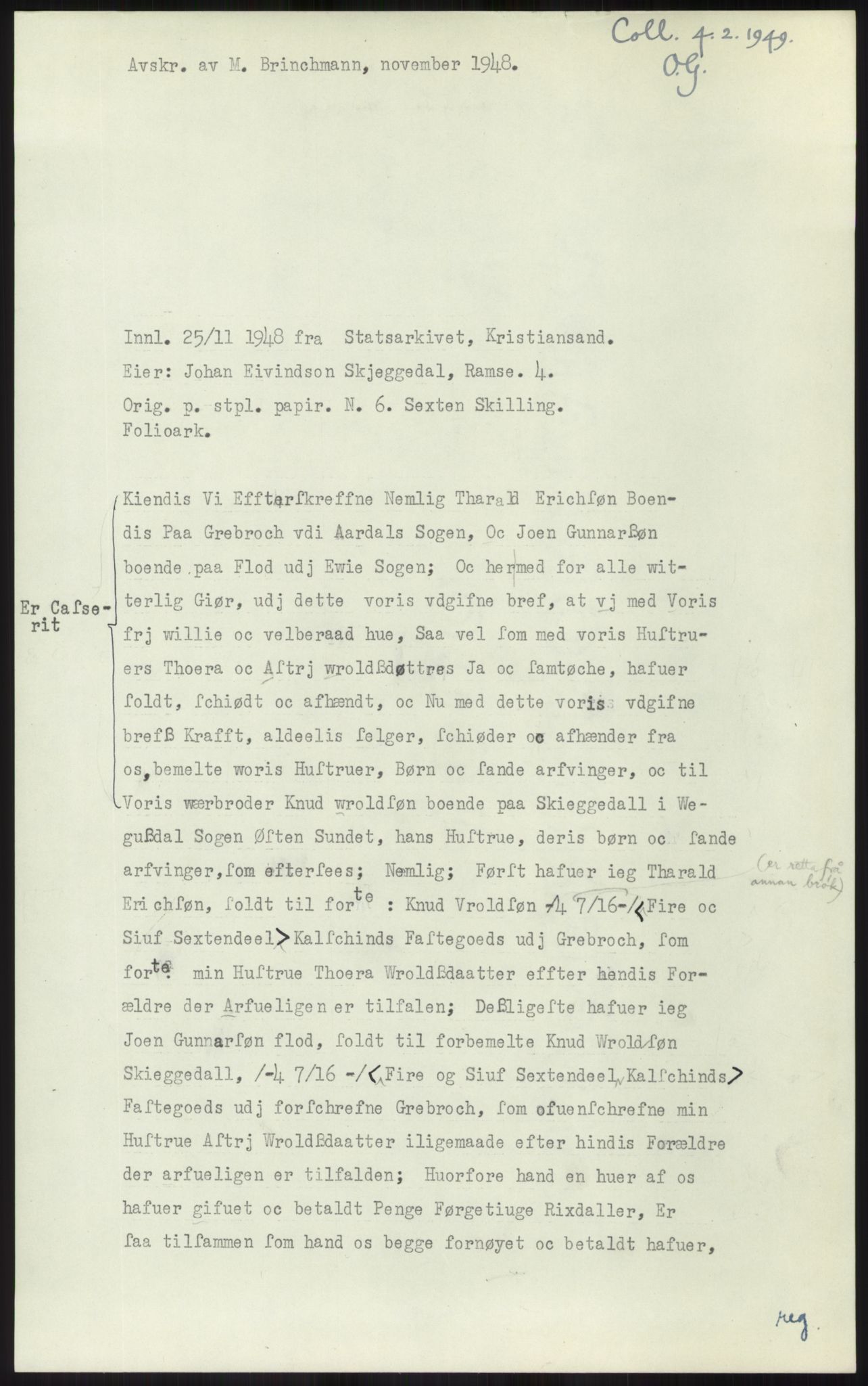 Samlinger til kildeutgivelse, Diplomavskriftsamlingen, AV/RA-EA-4053/H/Ha, p. 2083