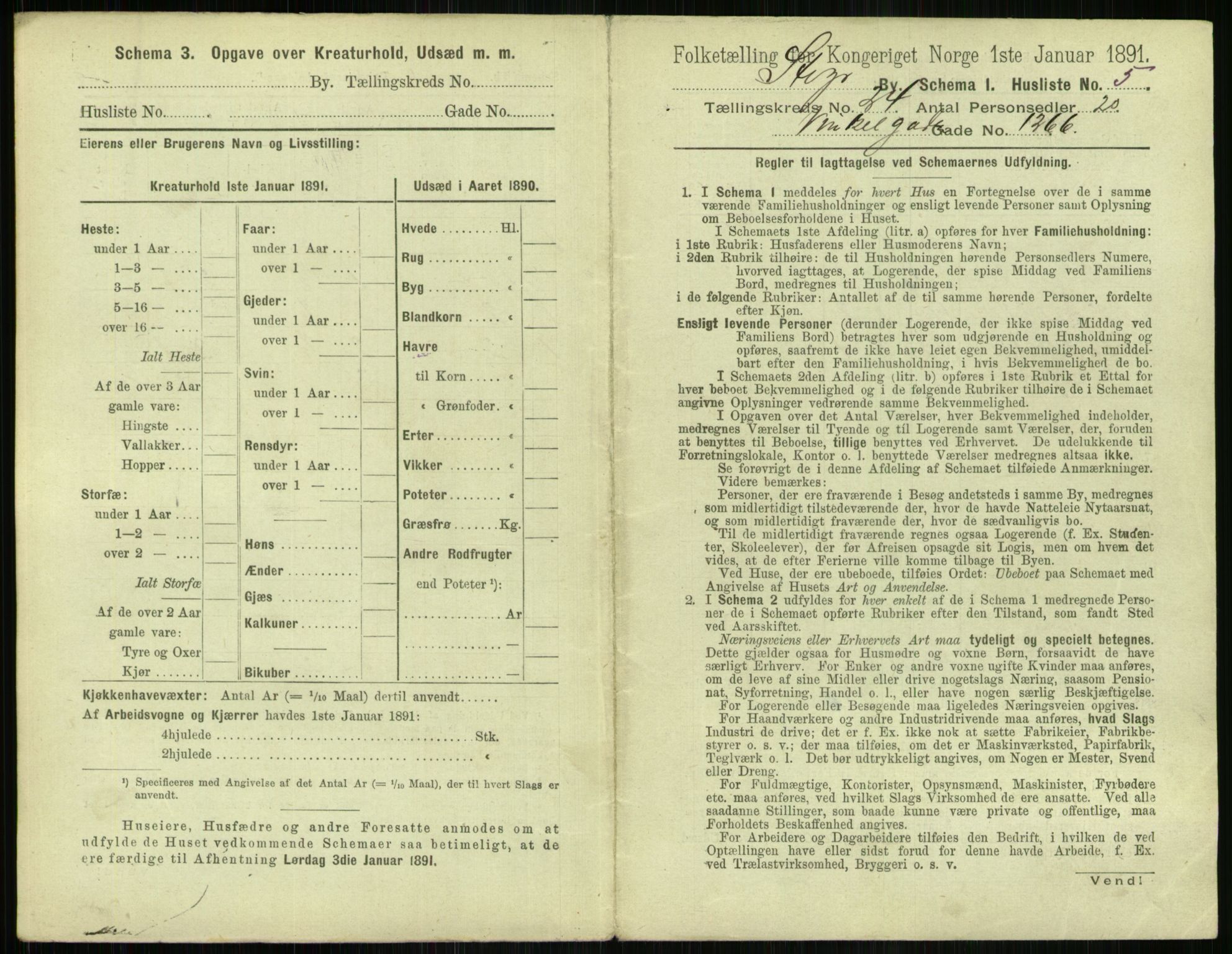 RA, 1891 census for 1103 Stavanger, 1891, p. 4583