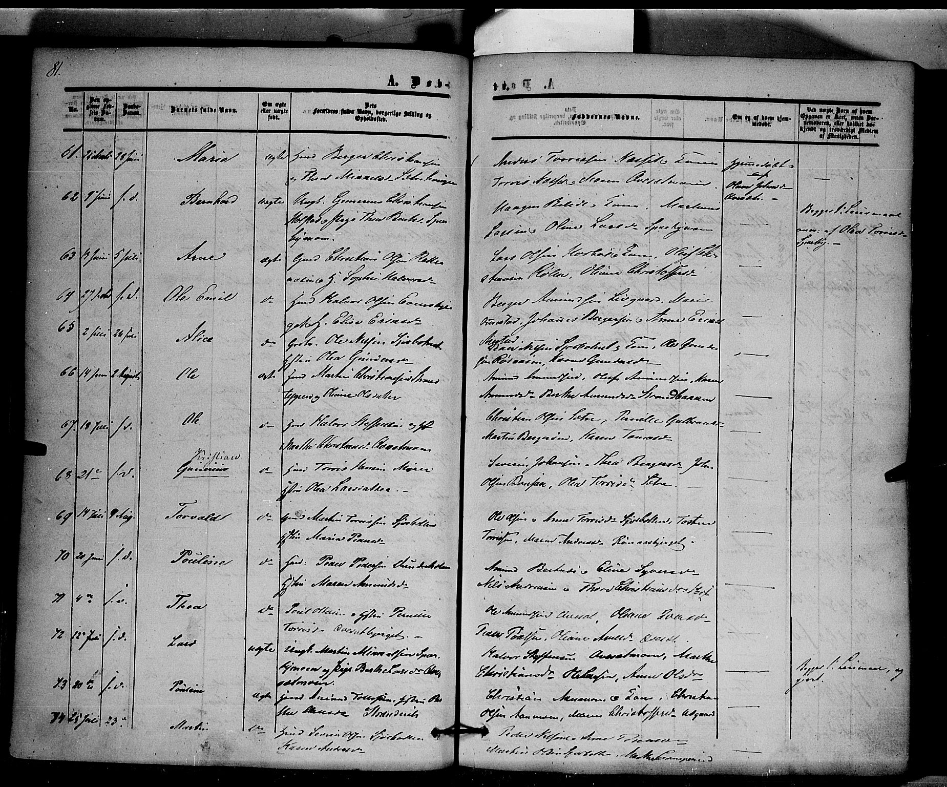Hof prestekontor, SAH/PREST-038/H/Ha/Haa/L0008: Parish register (official) no. 8, 1849-1861, p. 81