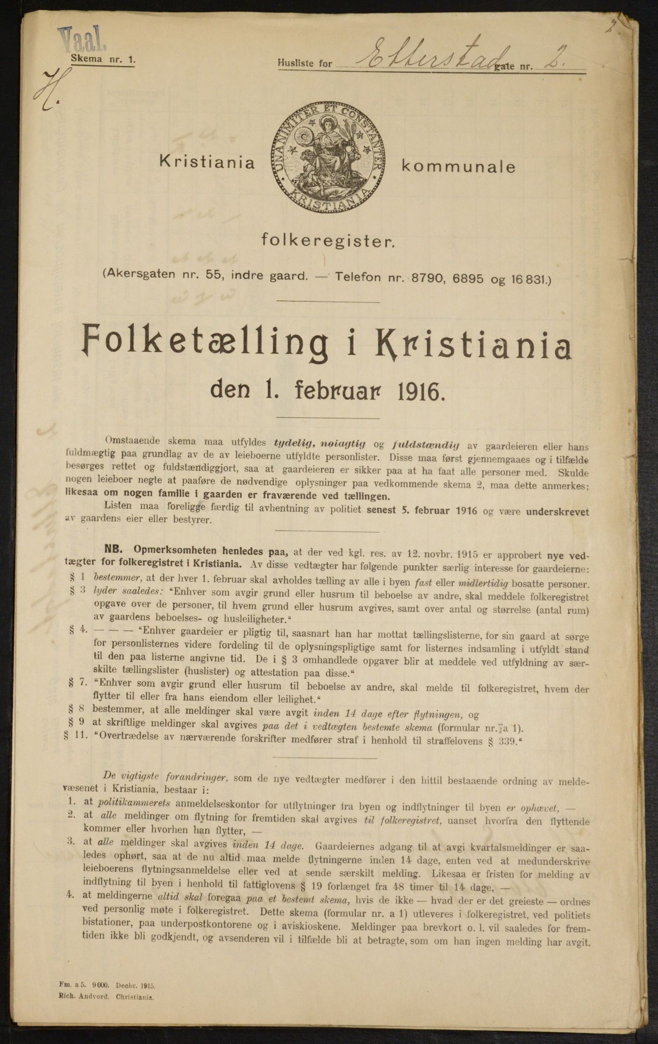 OBA, Municipal Census 1916 for Kristiania, 1916, p. 22712