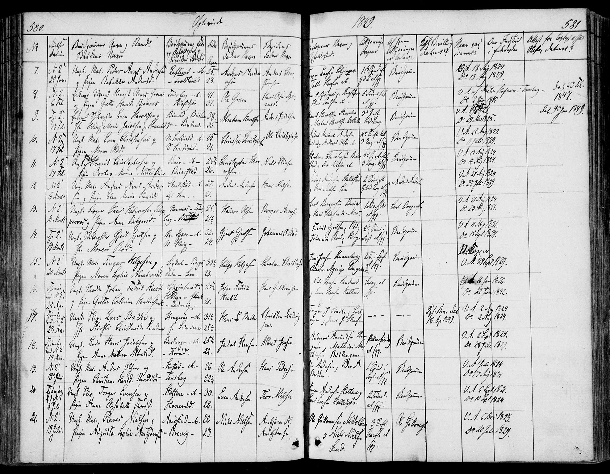 Nøtterøy kirkebøker, AV/SAKO-A-354/F/Fa/L0005: Parish register (official) no. I 5, 1839-1852, p. 580-581