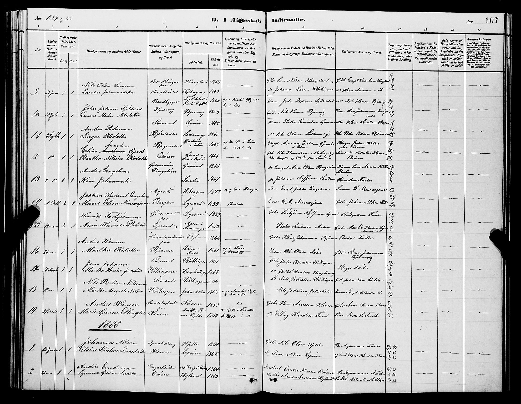 Os sokneprestembete, SAB/A-99929: Parish register (copy) no. A 2, 1880-1896, p. 107