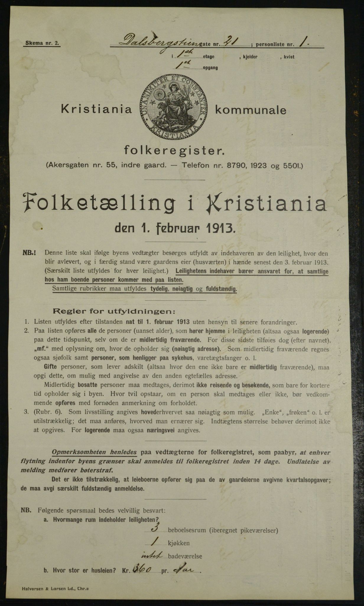 OBA, Municipal Census 1913 for Kristiania, 1913, p. 14409