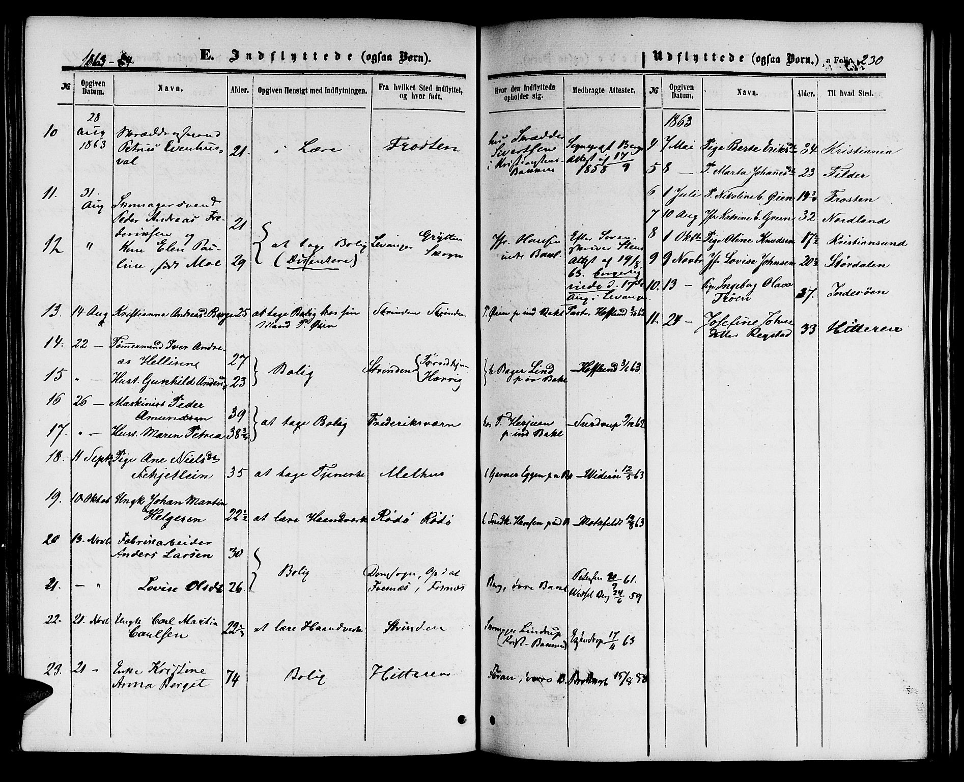 Ministerialprotokoller, klokkerbøker og fødselsregistre - Sør-Trøndelag, AV/SAT-A-1456/604/L0185: Parish register (official) no. 604A06, 1861-1865, p. 230