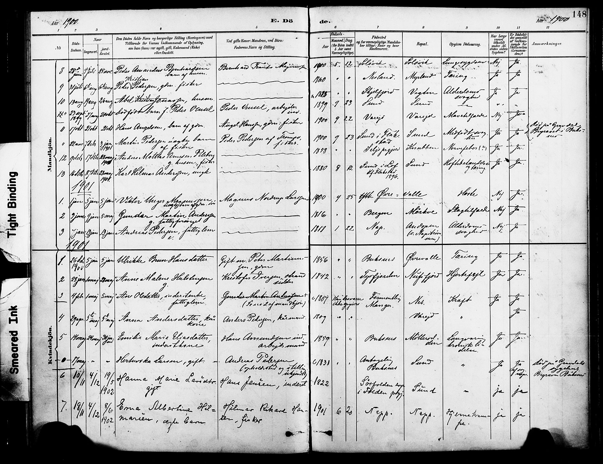 Ministerialprotokoller, klokkerbøker og fødselsregistre - Nordland, SAT/A-1459/885/L1205: Parish register (official) no. 885A06, 1892-1905, p. 148