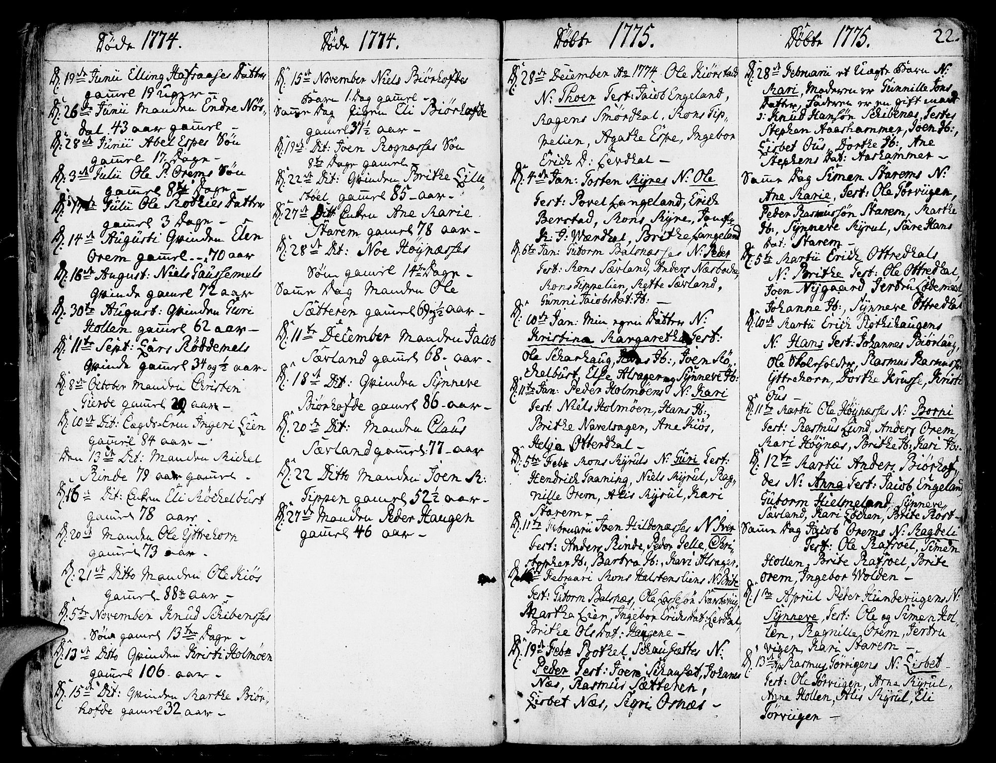Eid sokneprestembete, AV/SAB-A-82301/H/Haa/Haaa/L0003: Parish register (official) no. A 3, 1770-1805, p. 22