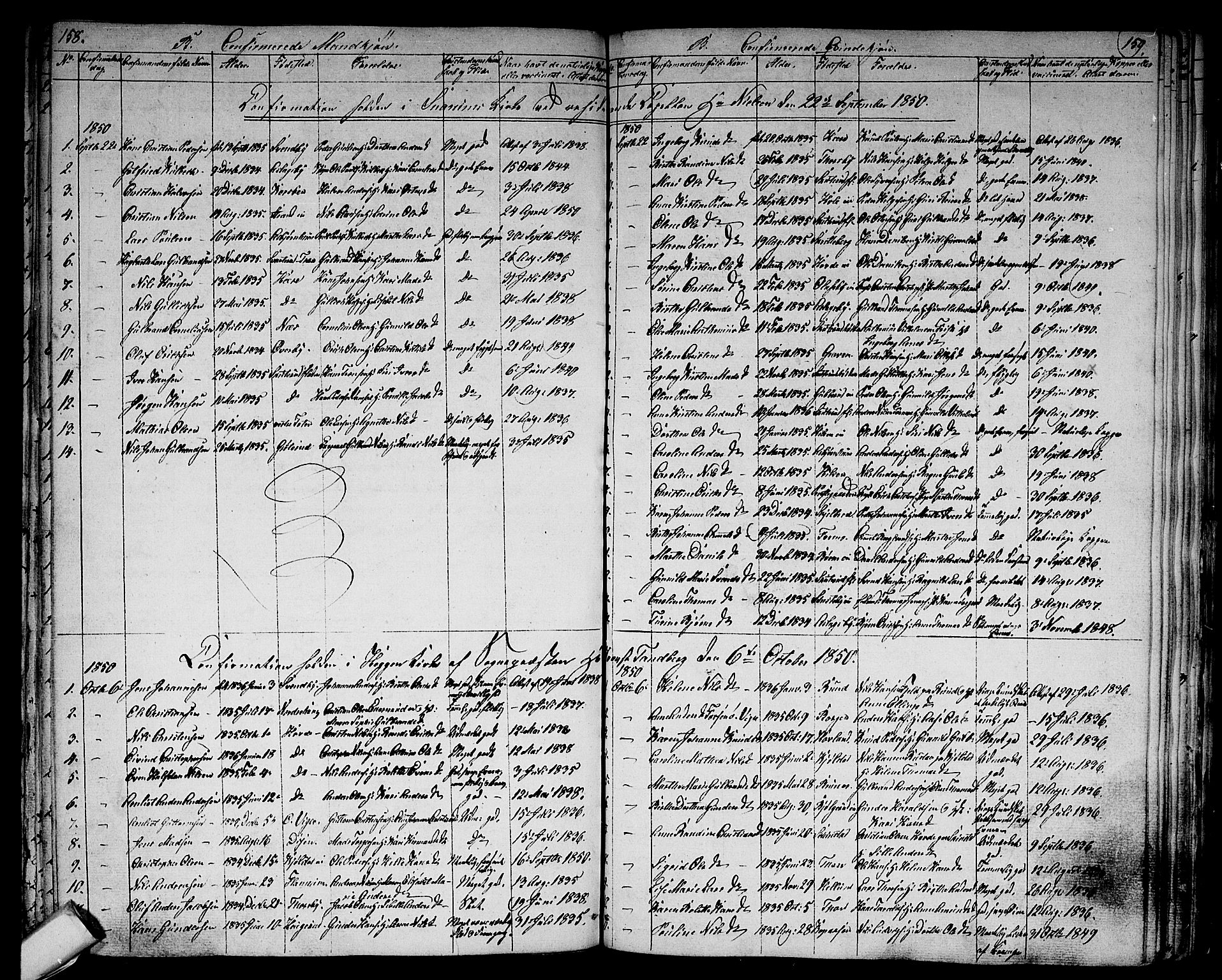 Modum kirkebøker, AV/SAKO-A-234/G/Ga/L0005: Parish register (copy) no. I 5, 1847-1853, p. 158-159