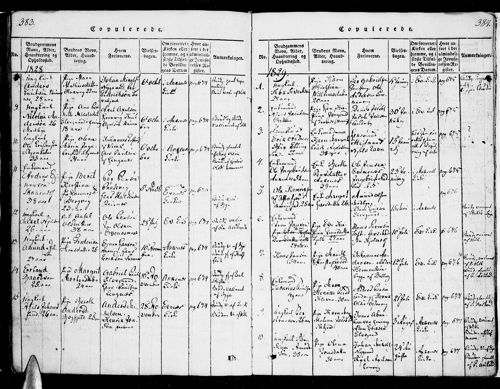Ministerialprotokoller, klokkerbøker og fødselsregistre - Nordland, SAT/A-1459/863/L0894: Parish register (official) no. 863A06, 1821-1851, p. 383-384