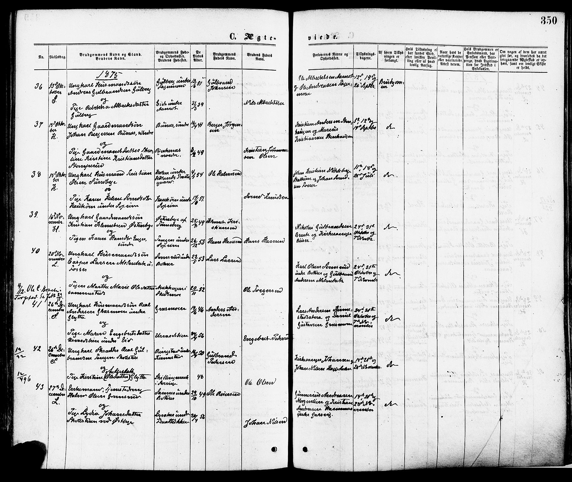 Høland prestekontor Kirkebøker, AV/SAO-A-10346a/F/Fa/L0012.a: Parish register (official) no. I 12A, 1869-1879, p. 350