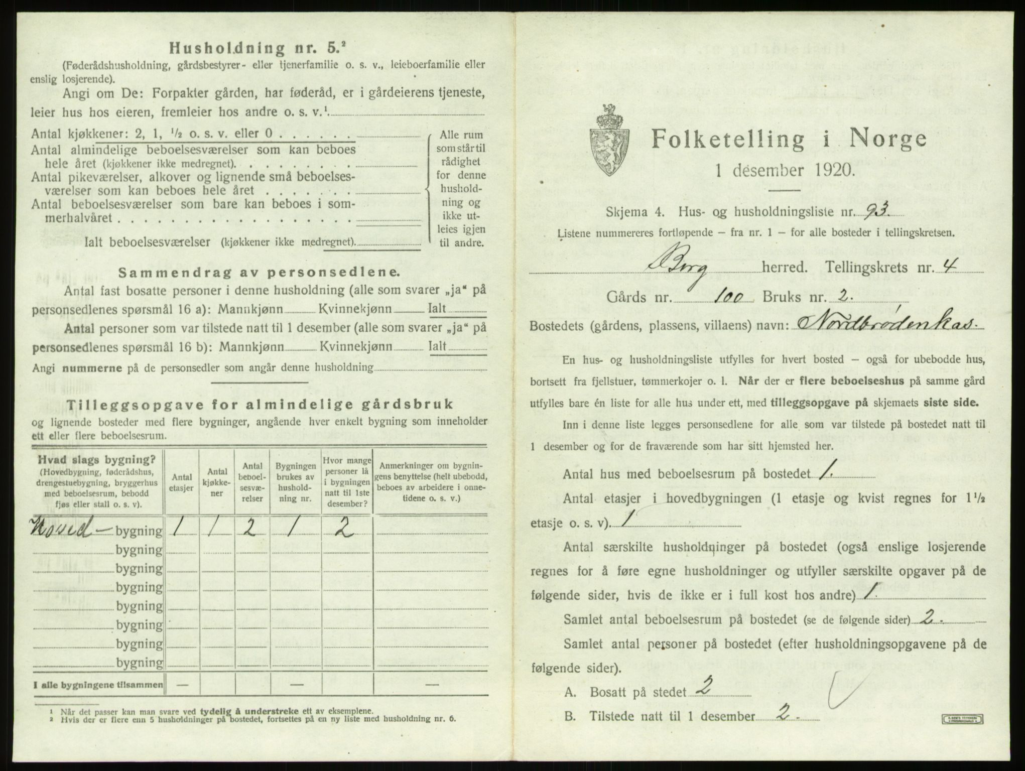 SAO, 1920 census for Berg, 1920, p. 1208