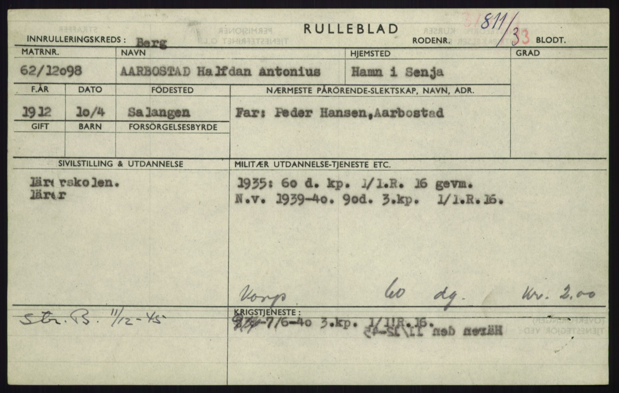 Forsvaret, Troms infanteriregiment nr. 16, AV/RA-RAFA-3146/P/Pa/L0017: Rulleblad for regimentets menige mannskaper, årsklasse 1933, 1933, p. 1381