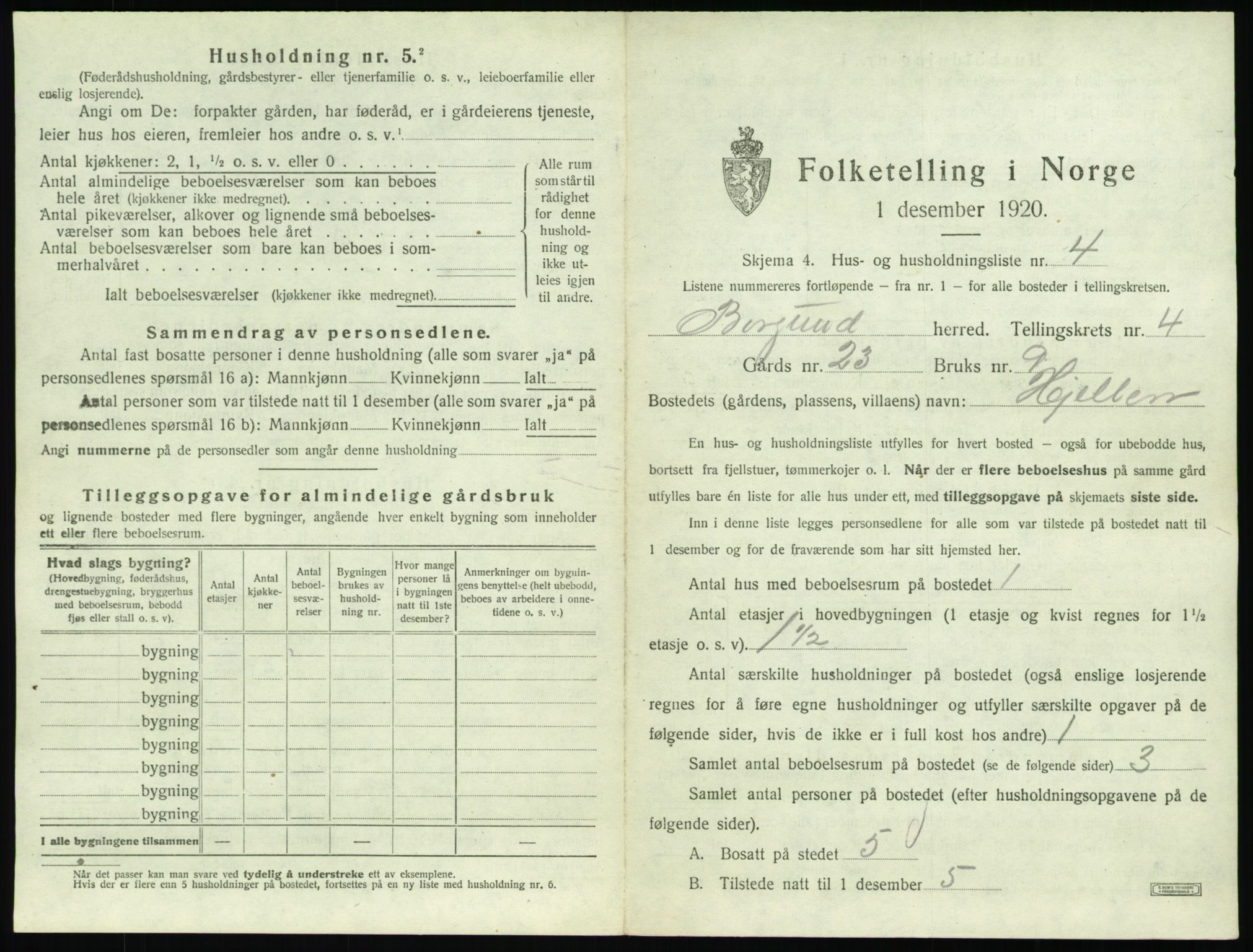 SAT, 1920 census for Borgund, 1920, p. 342