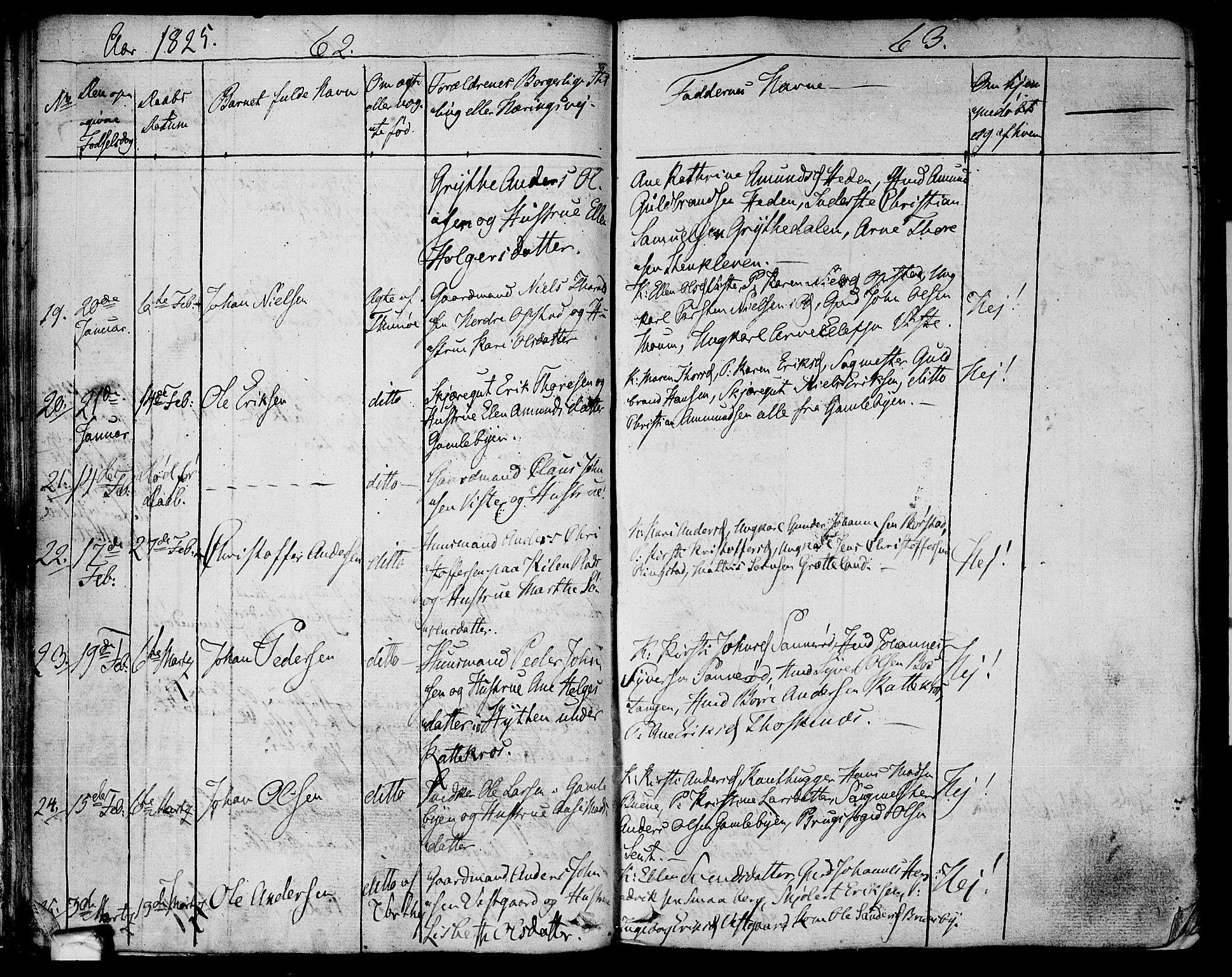 Tune prestekontor Kirkebøker, SAO/A-2007/F/Fa/L0006: Parish register (official) no. 6, 1823-1831, p. 62-63