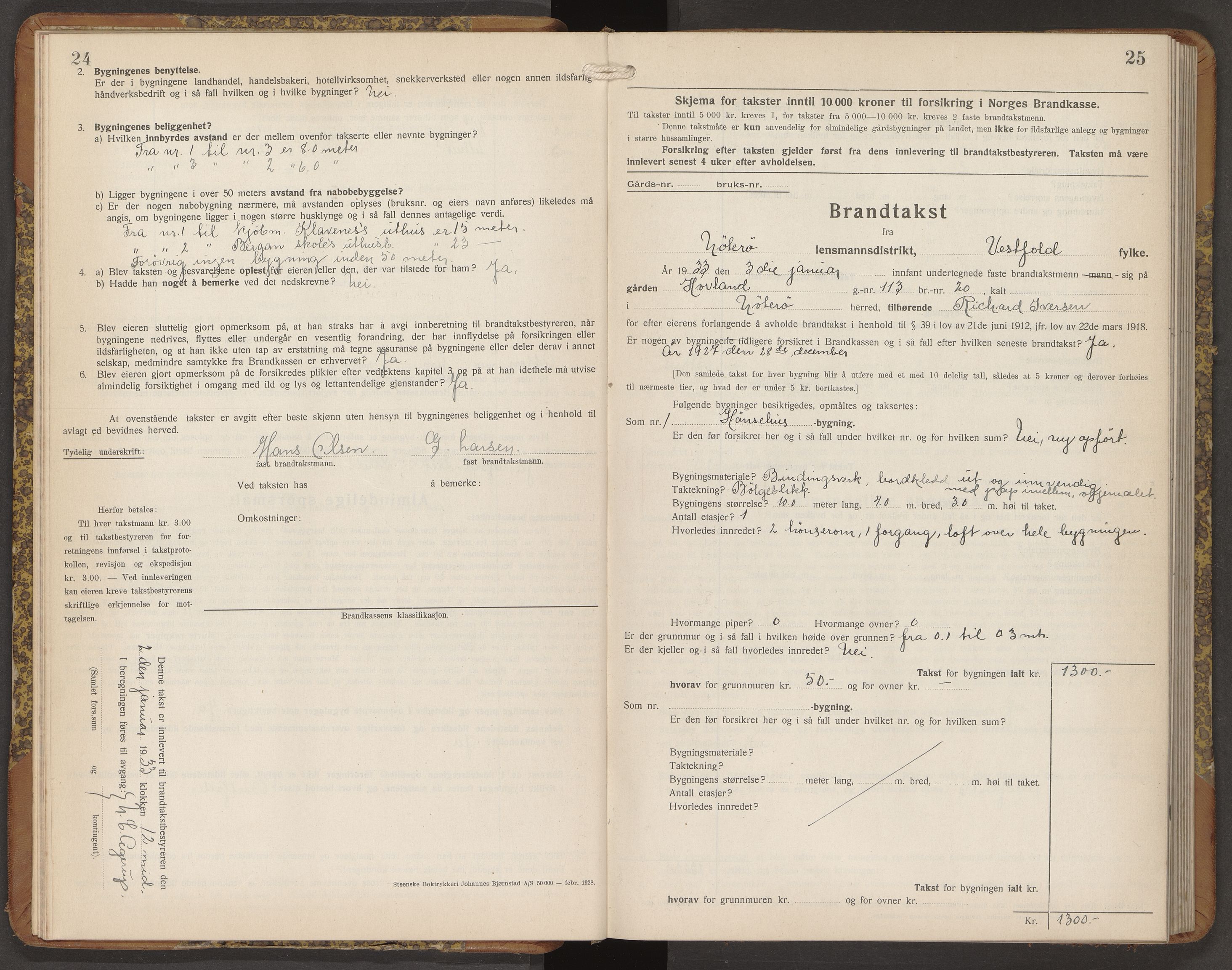 Nøtterøy lensmannskontor, AV/SAKO-A-540/Y/Yg/Ygb/L0009: Skjematakstprotokoll, 1932-1935, p. 24-25