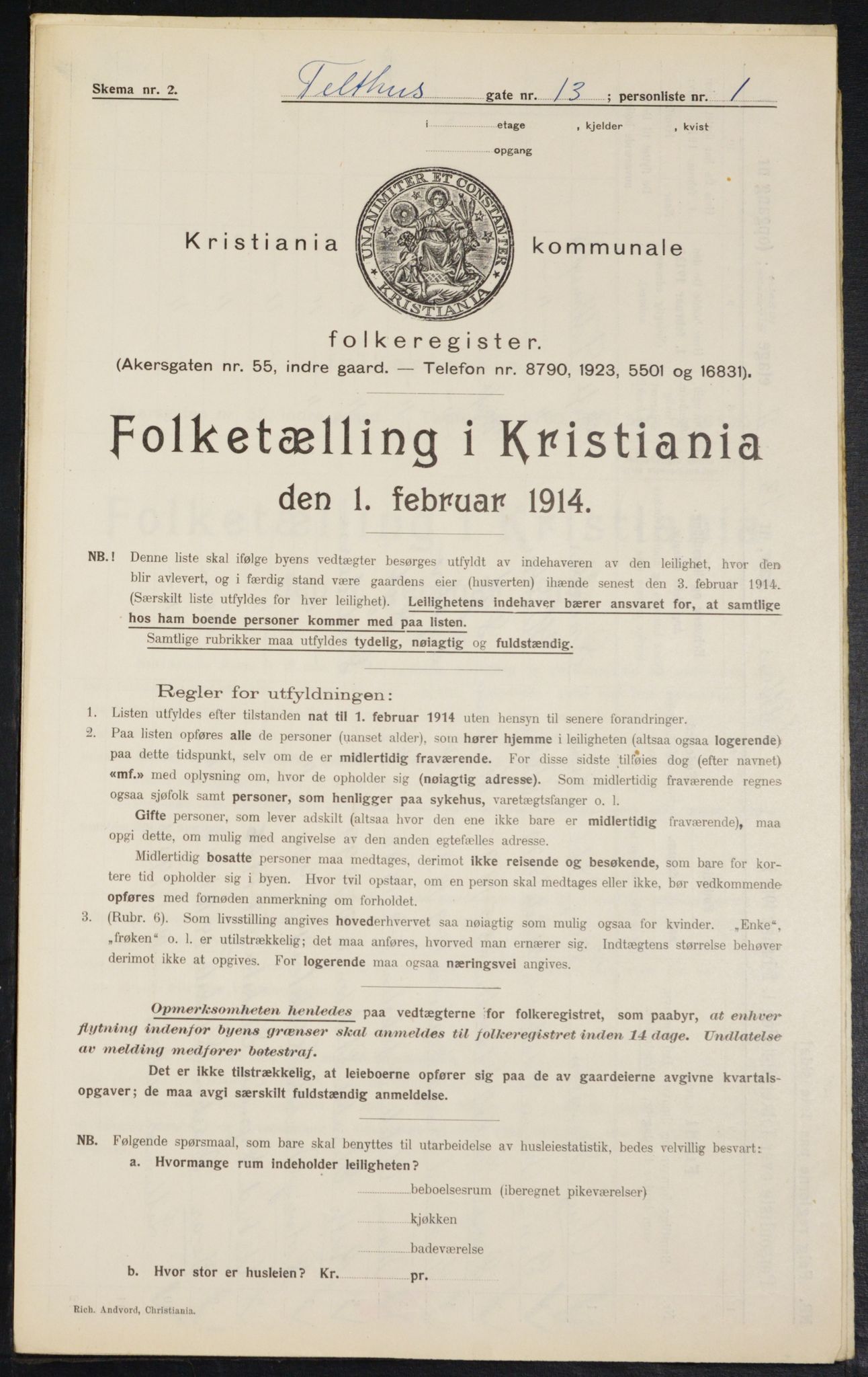 OBA, Municipal Census 1914 for Kristiania, 1914, p. 108465