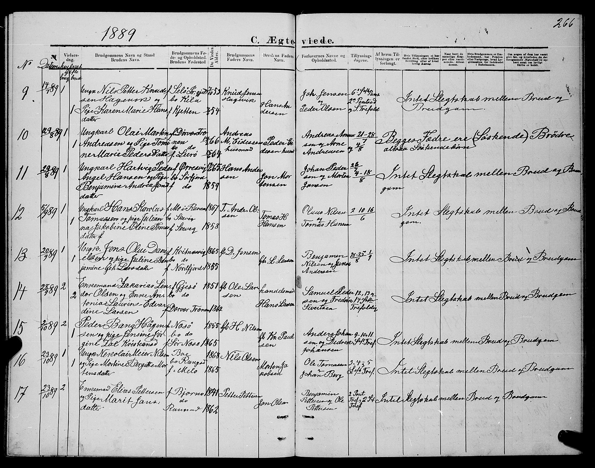 Ministerialprotokoller, klokkerbøker og fødselsregistre - Nordland, SAT/A-1459/841/L0620: Parish register (copy) no. 841C04, 1877-1896, p. 266