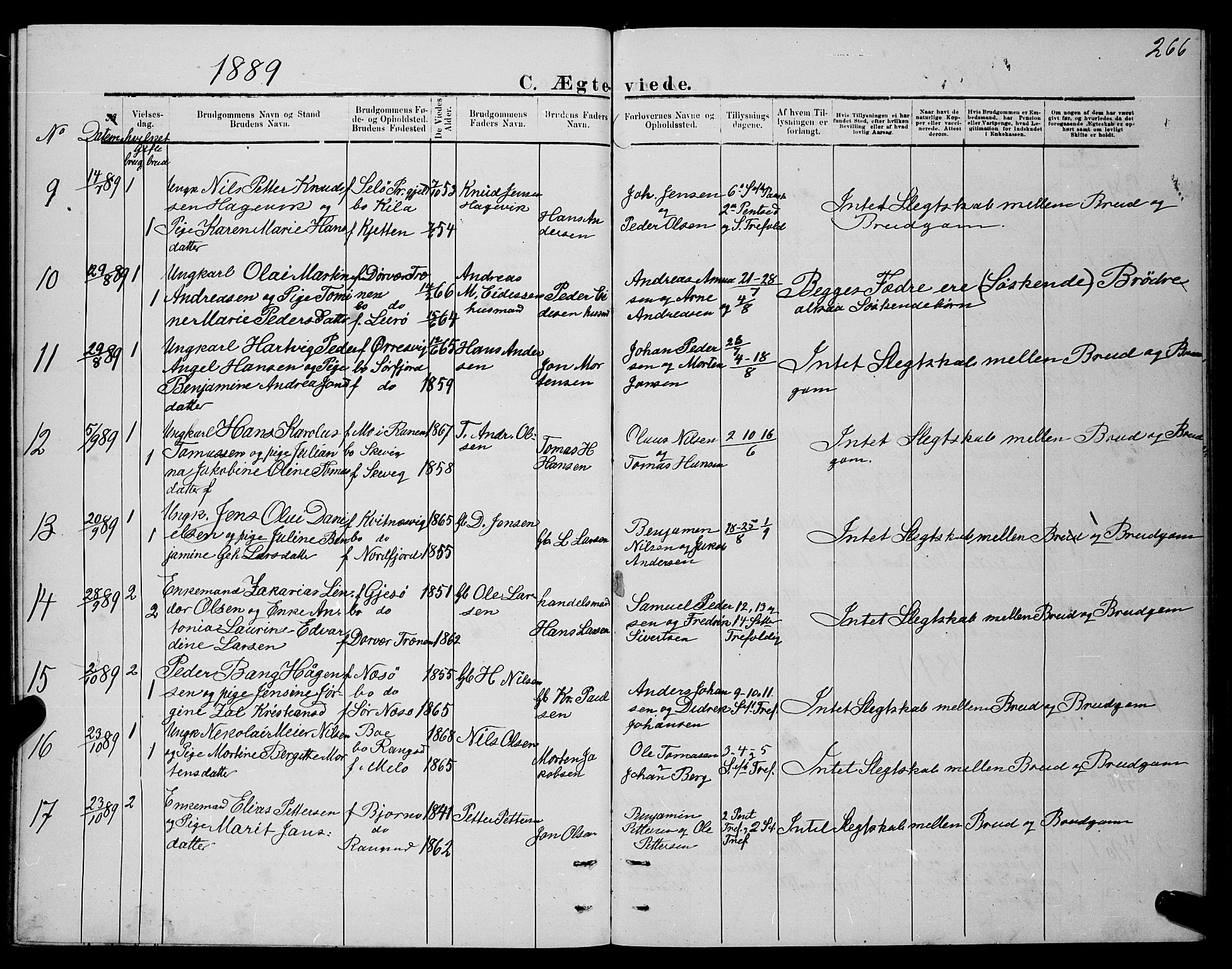 Ministerialprotokoller, klokkerbøker og fødselsregistre - Nordland, AV/SAT-A-1459/841/L0620: Parish register (copy) no. 841C04, 1877-1896, p. 266