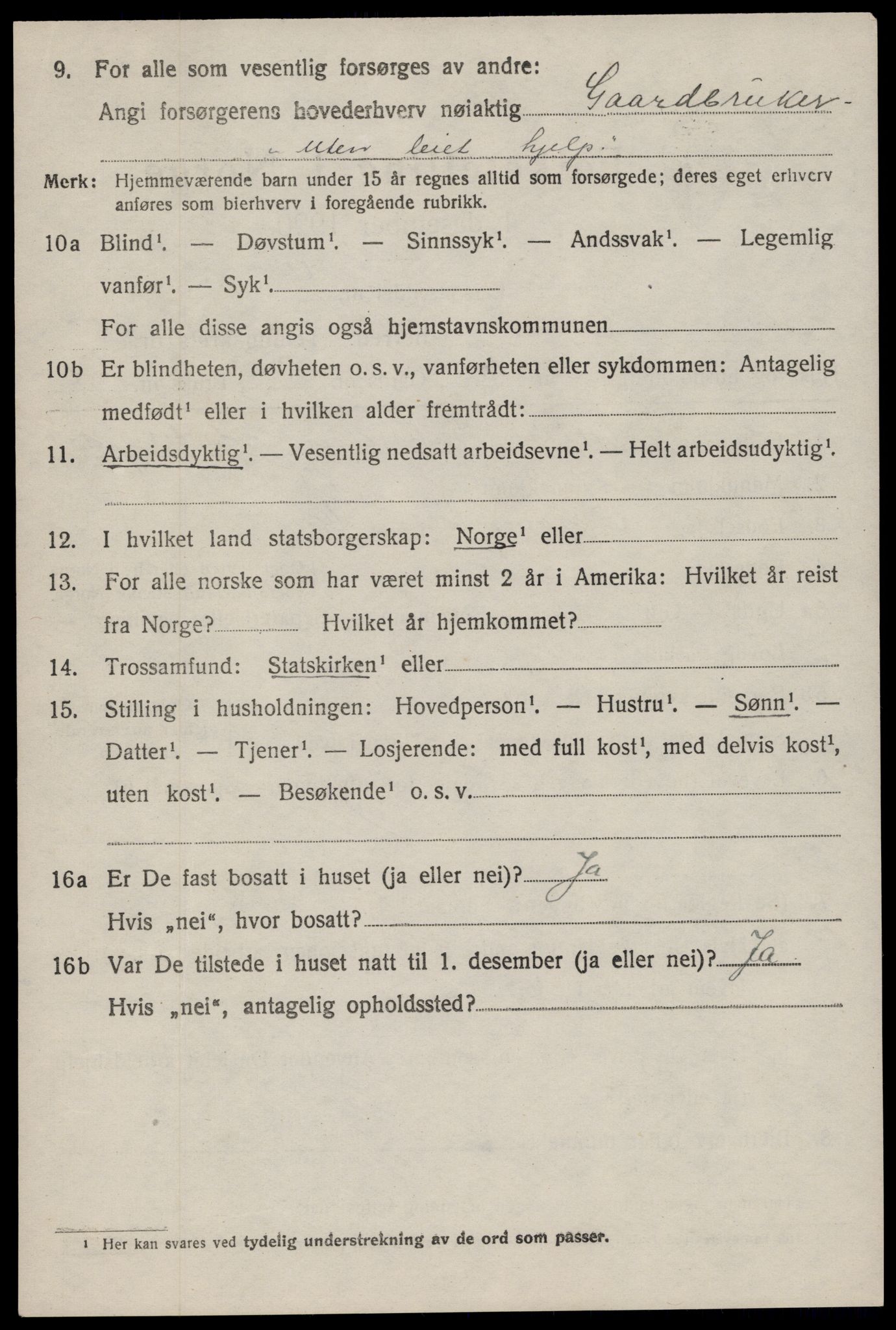 SAST, 1920 census for Ogna, 1920, p. 3150