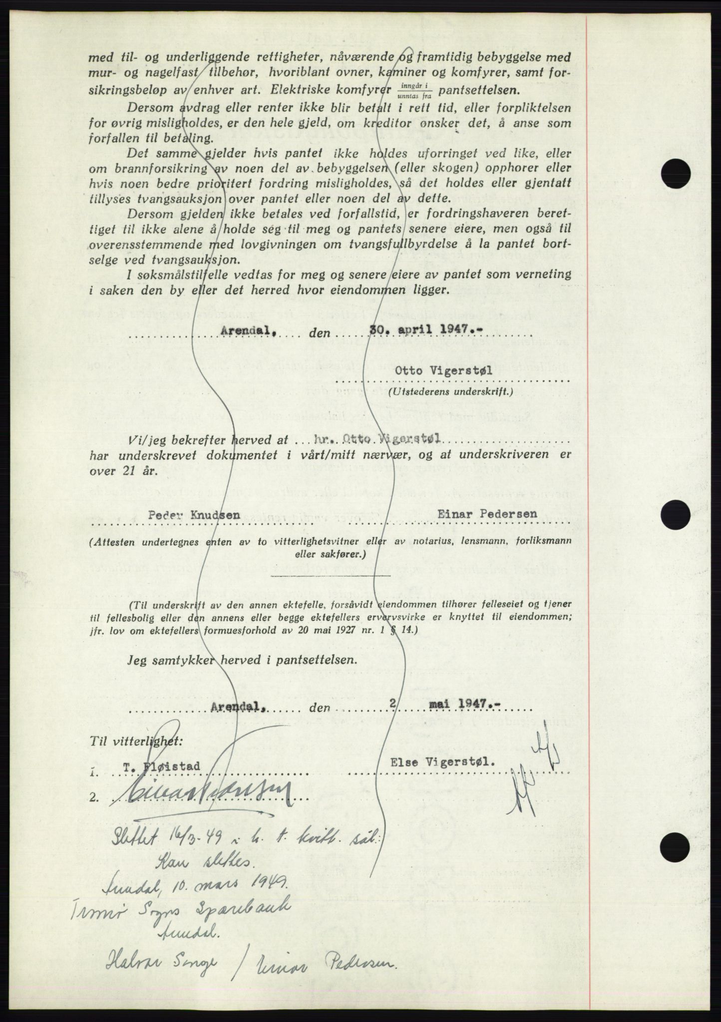 Nedenes sorenskriveri, AV/SAK-1221-0006/G/Gb/Gbb/L0004: Mortgage book no. B4, 1947-1947, Diary no: : 564/1947