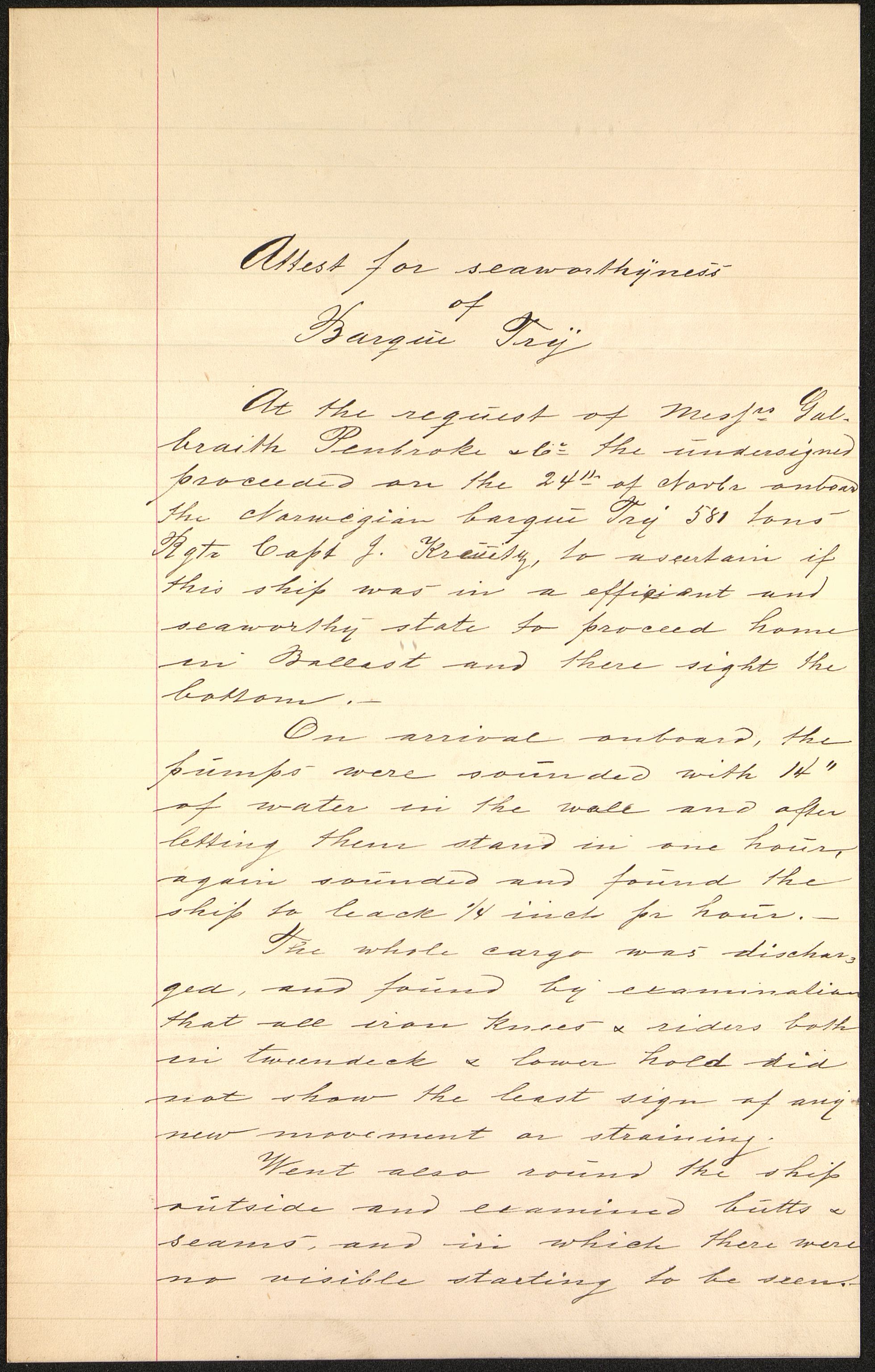 Pa 63 - Østlandske skibsassuranceforening, VEMU/A-1079/G/Ga/L0023/0001: Havaridokumenter / Carl Johan, Titania, Norrøna, Thor, Try, Louise, 1888, p. 34