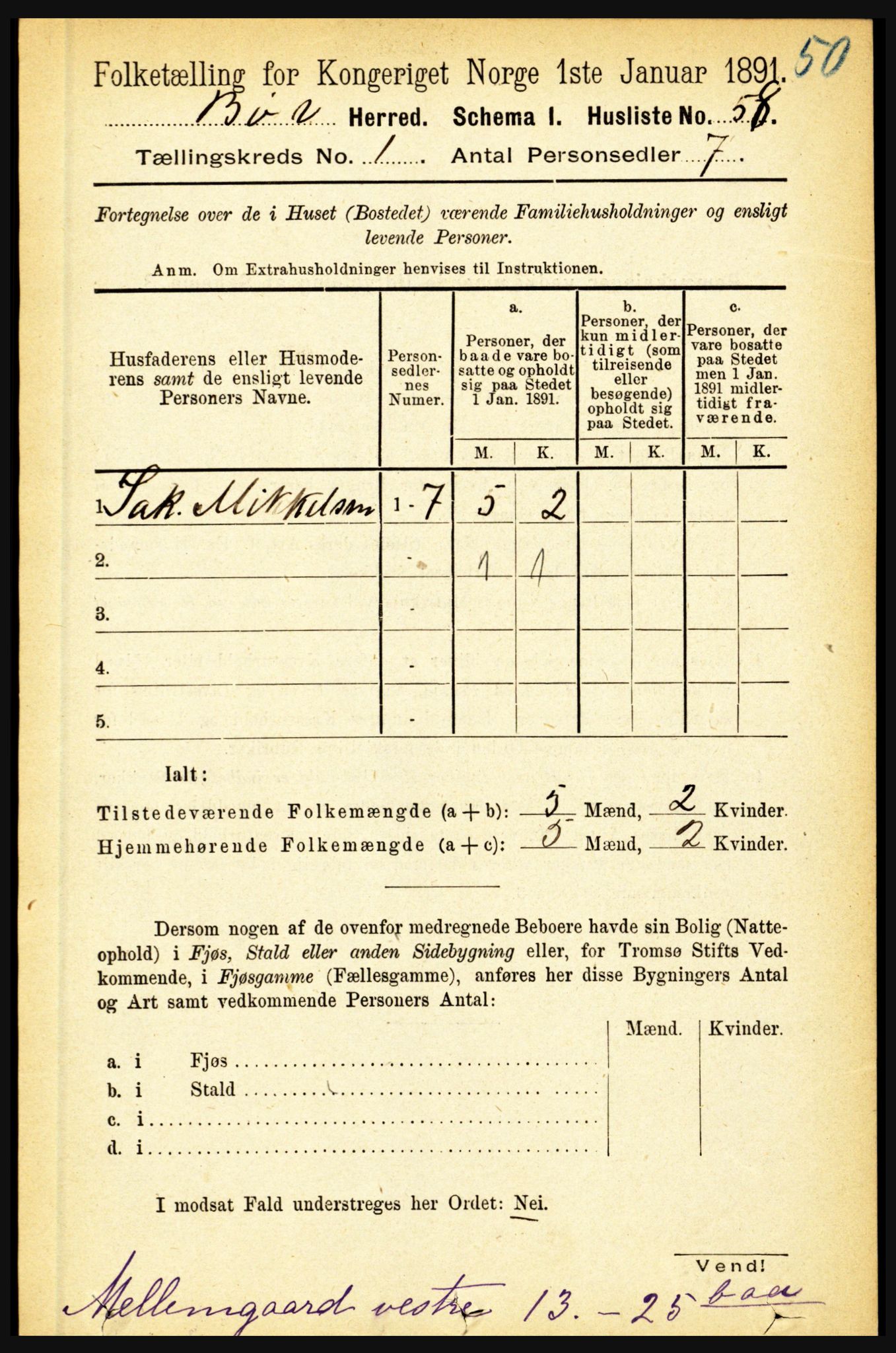 RA, 1891 census for 1867 Bø, 1891, p. 86