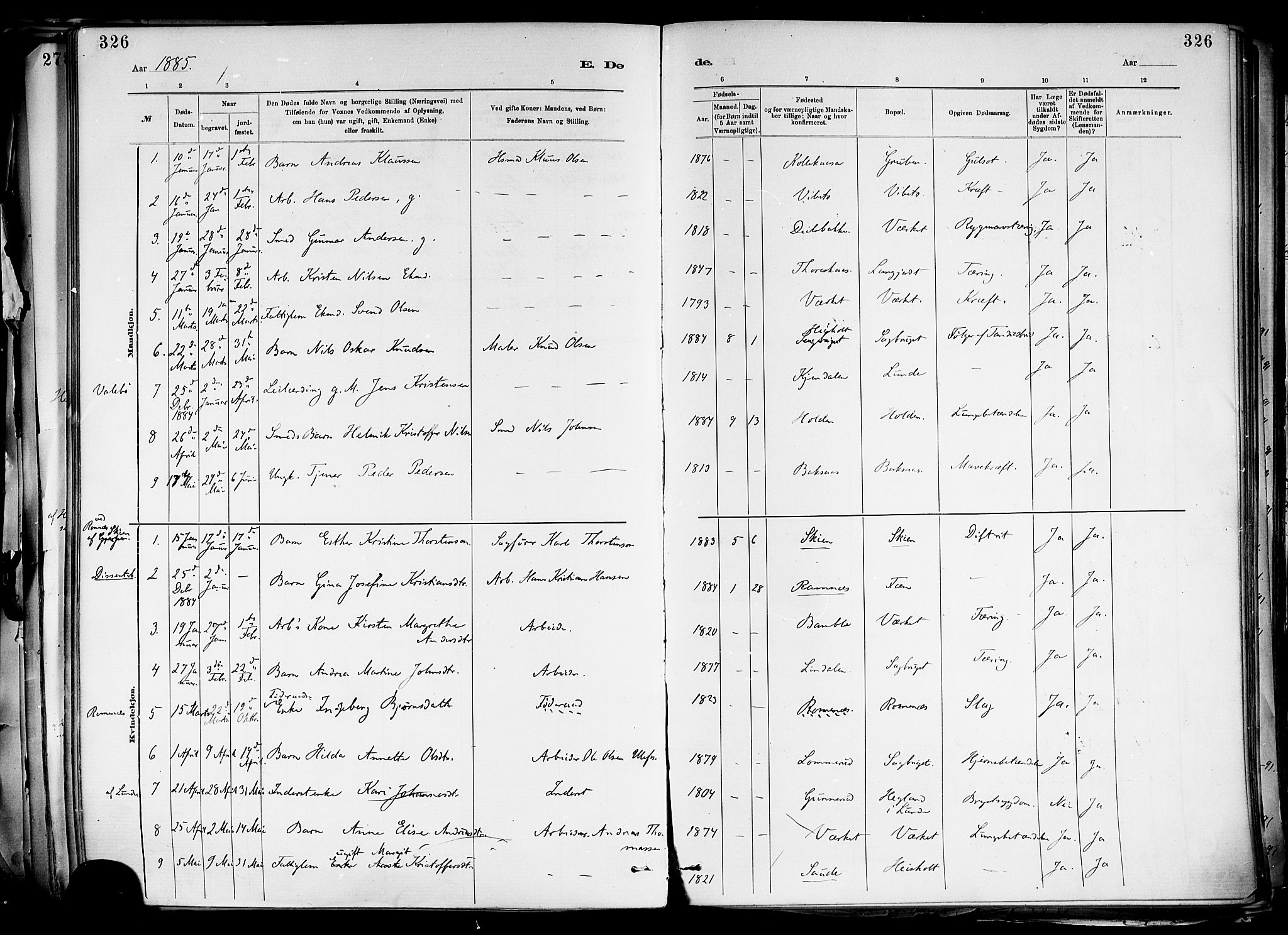 Holla kirkebøker, AV/SAKO-A-272/F/Fa/L0008: Parish register (official) no. 8, 1882-1897, p. 326