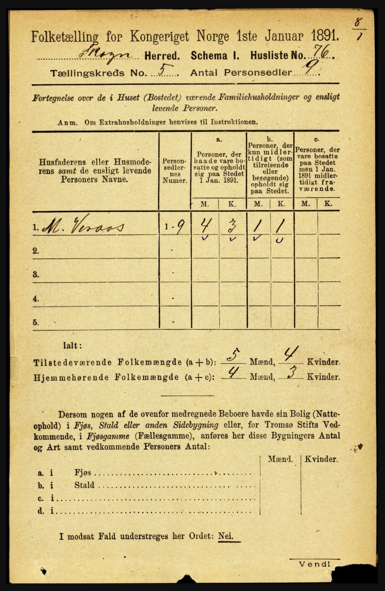 RA, 1891 census for 1719 Skogn, 1891, p. 2922