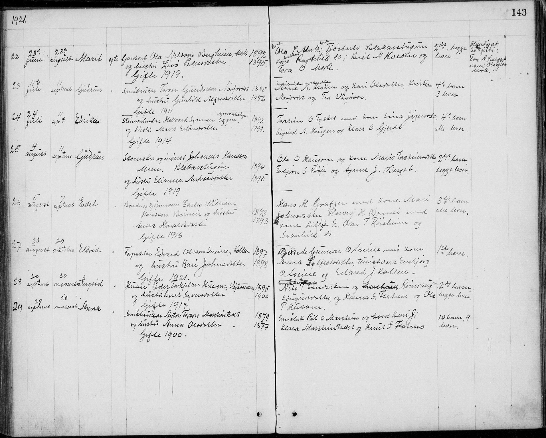 Lom prestekontor, SAH/PREST-070/L/L0013: Parish register (copy) no. 13, 1874-1938, p. 143