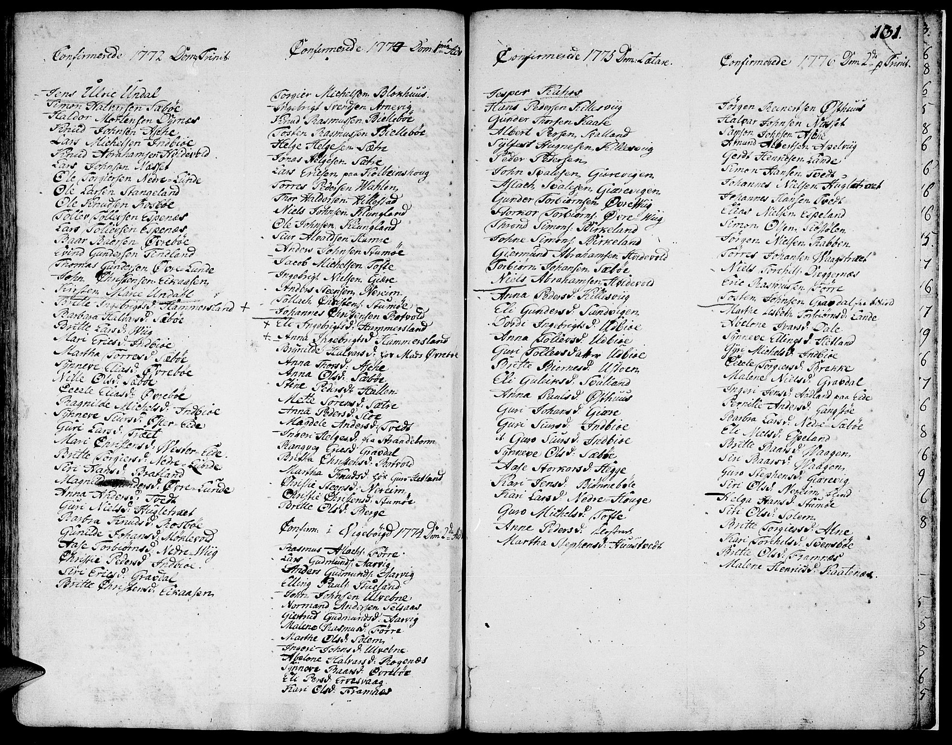 Fjelberg sokneprestembete, AV/SAB-A-75201/H/Haa: Parish register (official) no. A 2, 1760-1788, p. 131