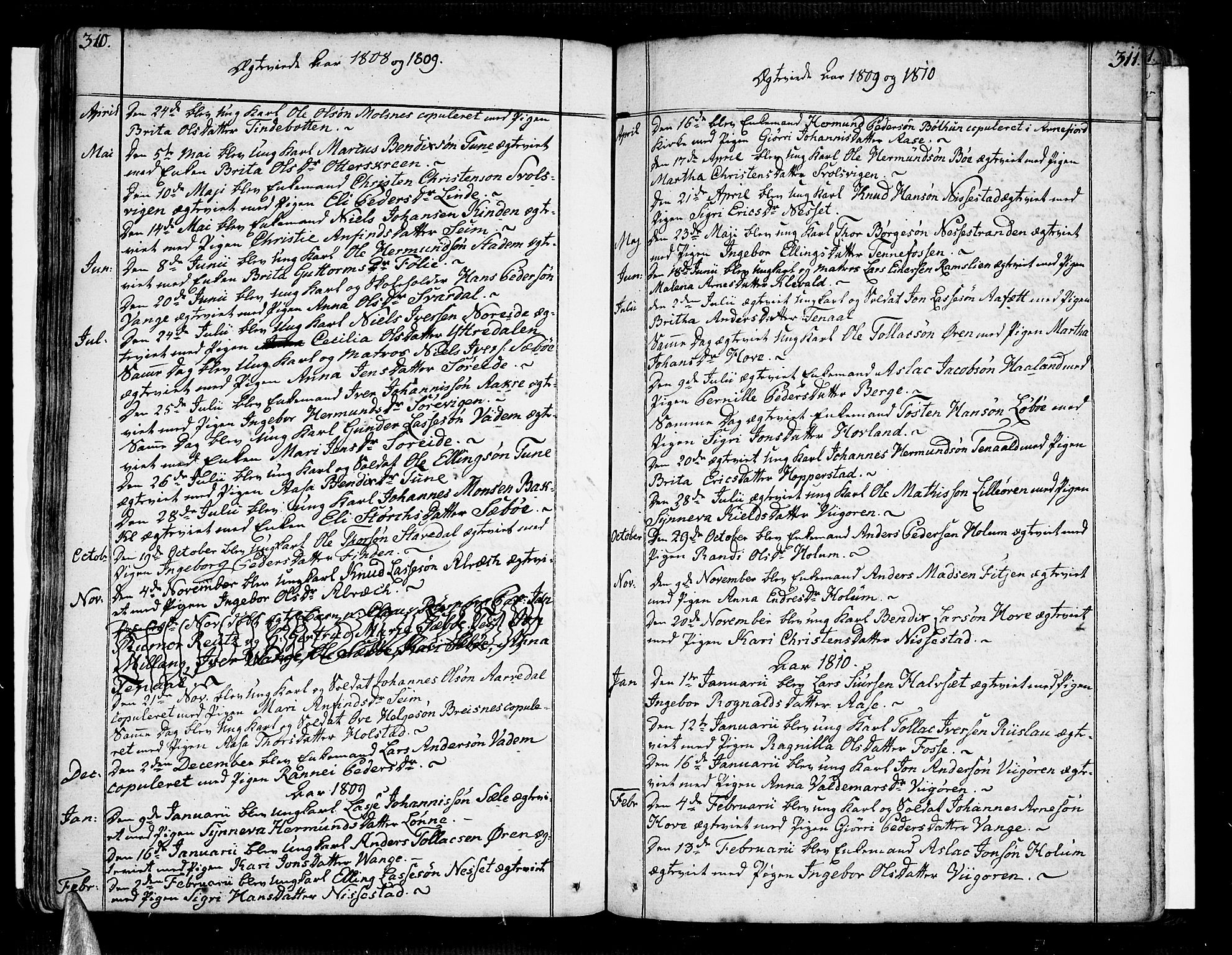 Vik sokneprestembete, SAB/A-81501: Parish register (official) no. A 5, 1787-1820, p. 310-311