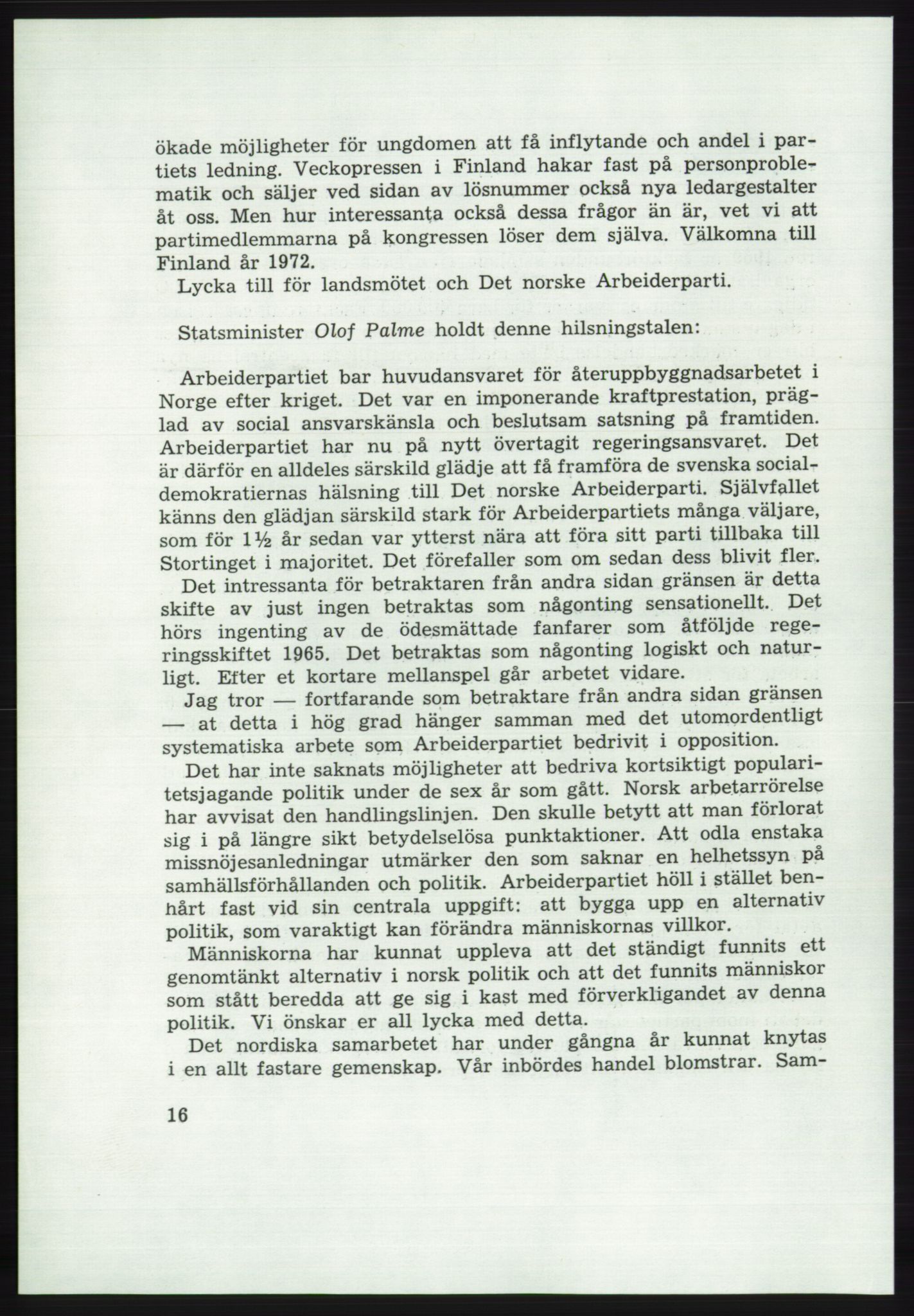 Det norske Arbeiderparti - publikasjoner, AAB/-/-/-: Protokoll over forhandlingene på det 43. ordinære landsmøte 9.-11. mai 1971 i Oslo, 1971, p. 16