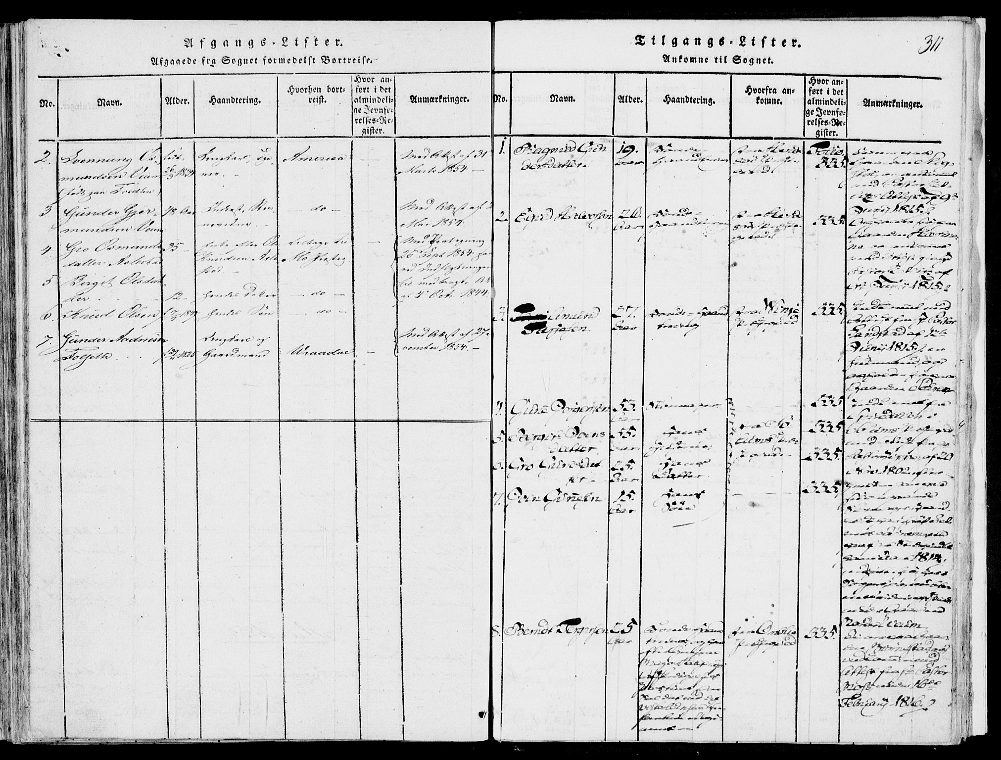 Fyresdal kirkebøker, SAKO/A-263/F/Fb/L0001: Parish register (official) no. II 1, 1815-1854, p. 311