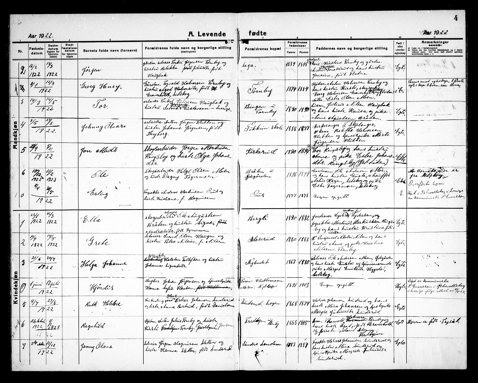 Rødenes prestekontor Kirkebøker, AV/SAO-A-2005/G/Gb/L0003: Parish register (copy) no. II 3, 1922-1936, p. 4