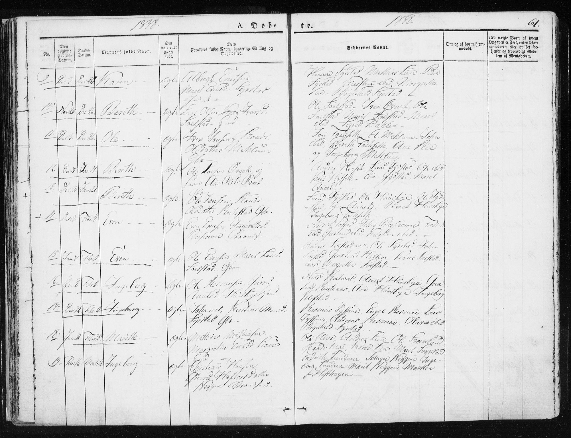 Ministerialprotokoller, klokkerbøker og fødselsregistre - Sør-Trøndelag, SAT/A-1456/665/L0771: Parish register (official) no. 665A06, 1830-1856, p. 61