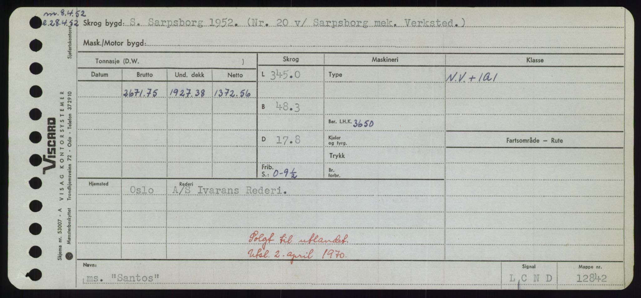 Sjøfartsdirektoratet med forløpere, Skipsmålingen, RA/S-1627/H/Hd/L0032: Fartøy, San-Seve, p. 165