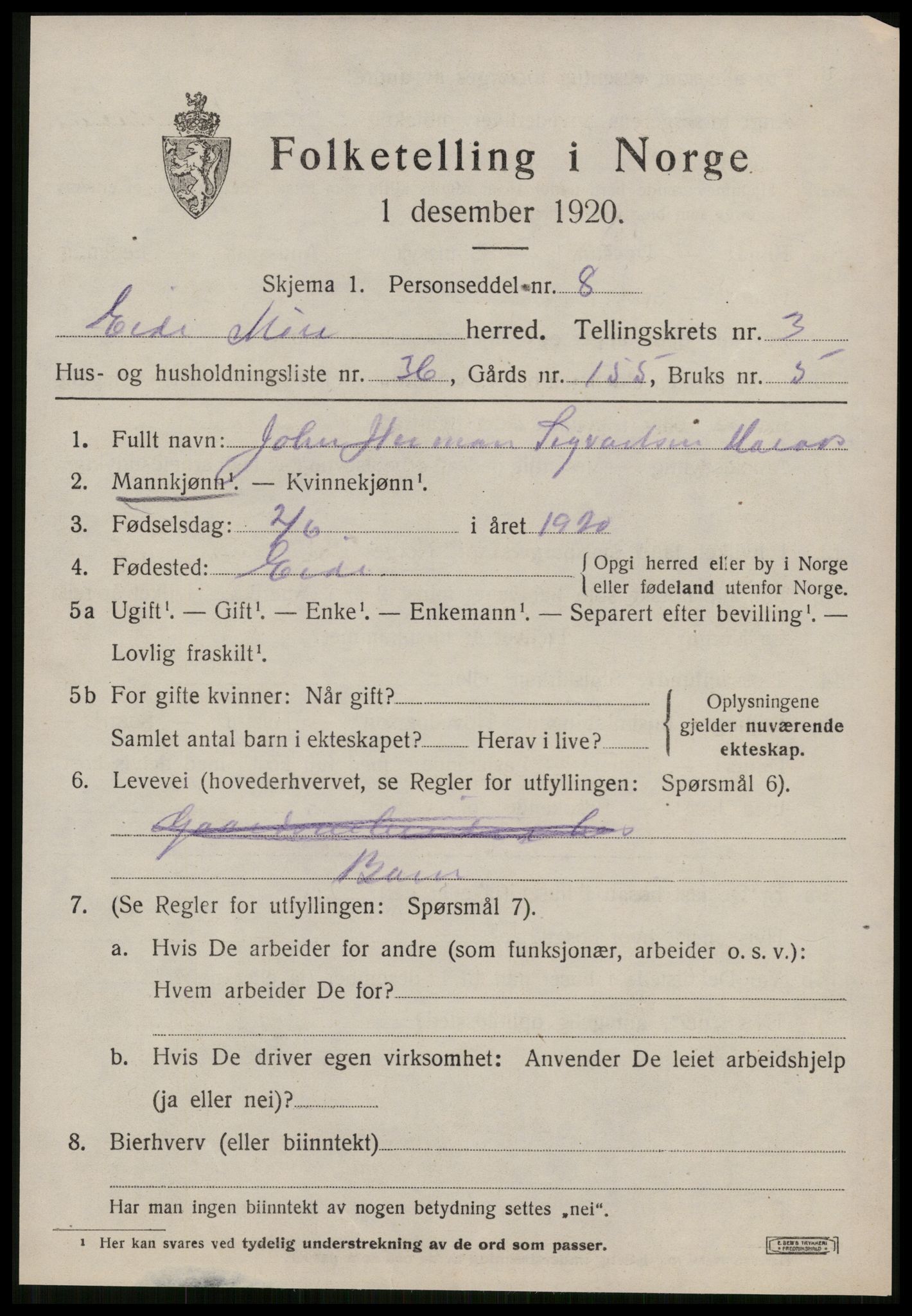 SAT, 1920 census for Eid (MR), 1920, p. 1910