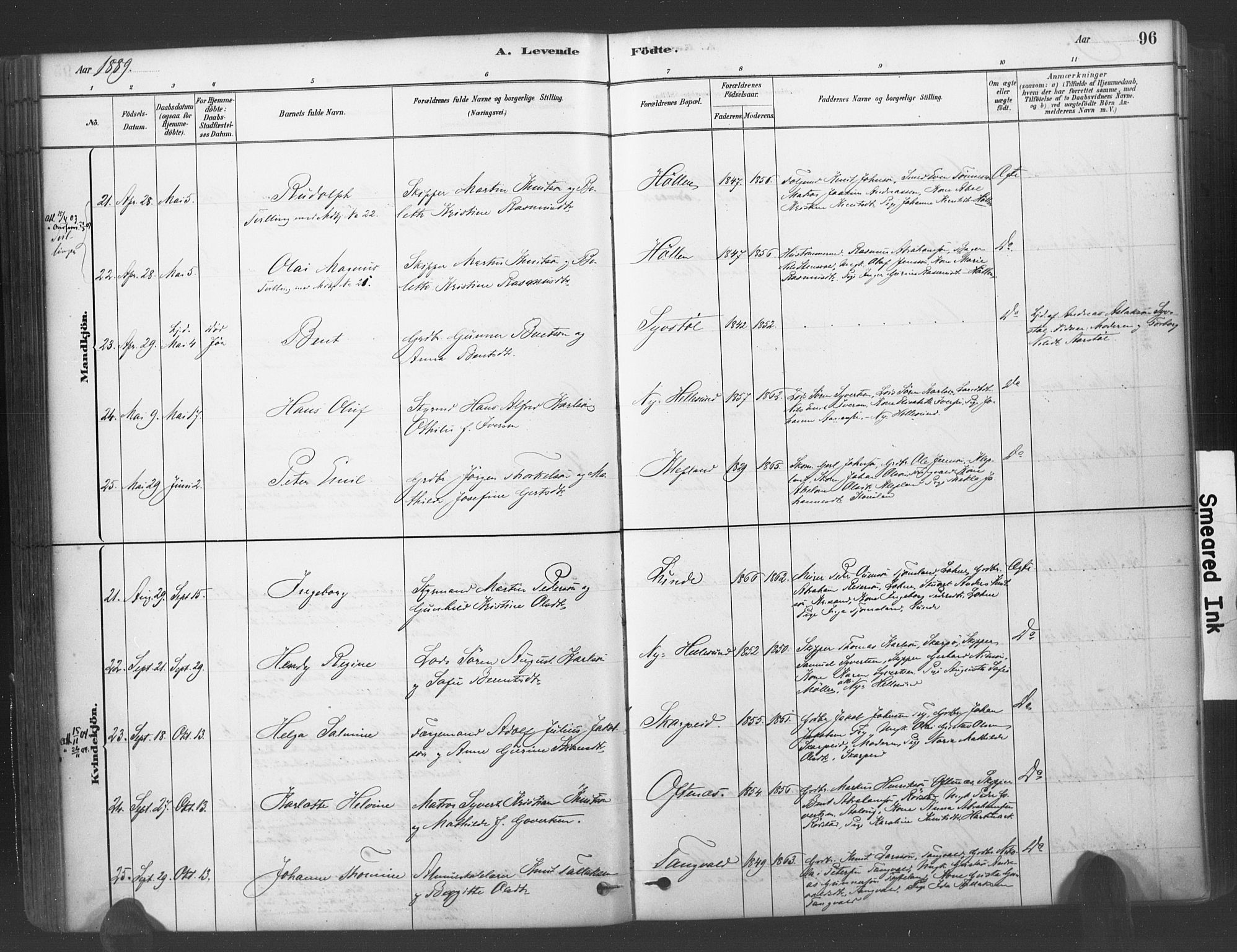 Søgne sokneprestkontor, AV/SAK-1111-0037/F/Fa/Fab/L0012: Parish register (official) no. A 12, 1880-1891, p. 96