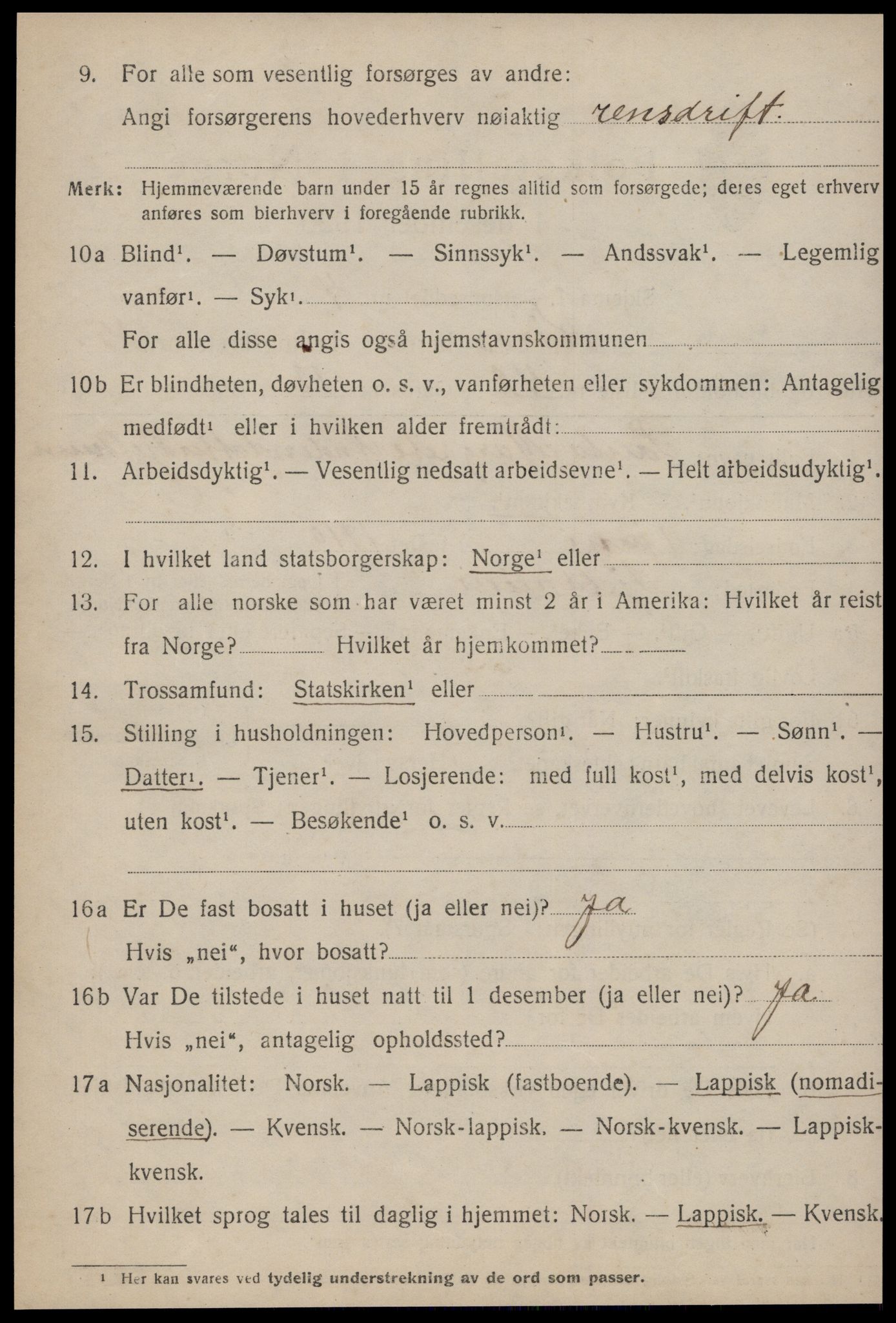 SAT, 1920 census for Røros, 1920, p. 10897