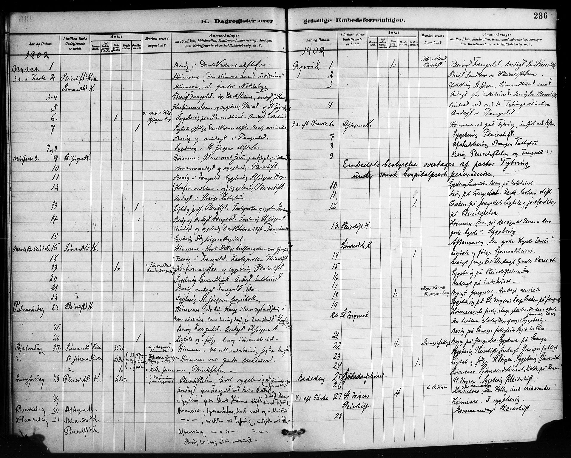 St. Jørgens hospital og Årstad sokneprestembete, AV/SAB-A-99934: Parish register (official) no. A 13, 1886-1906, p. 236