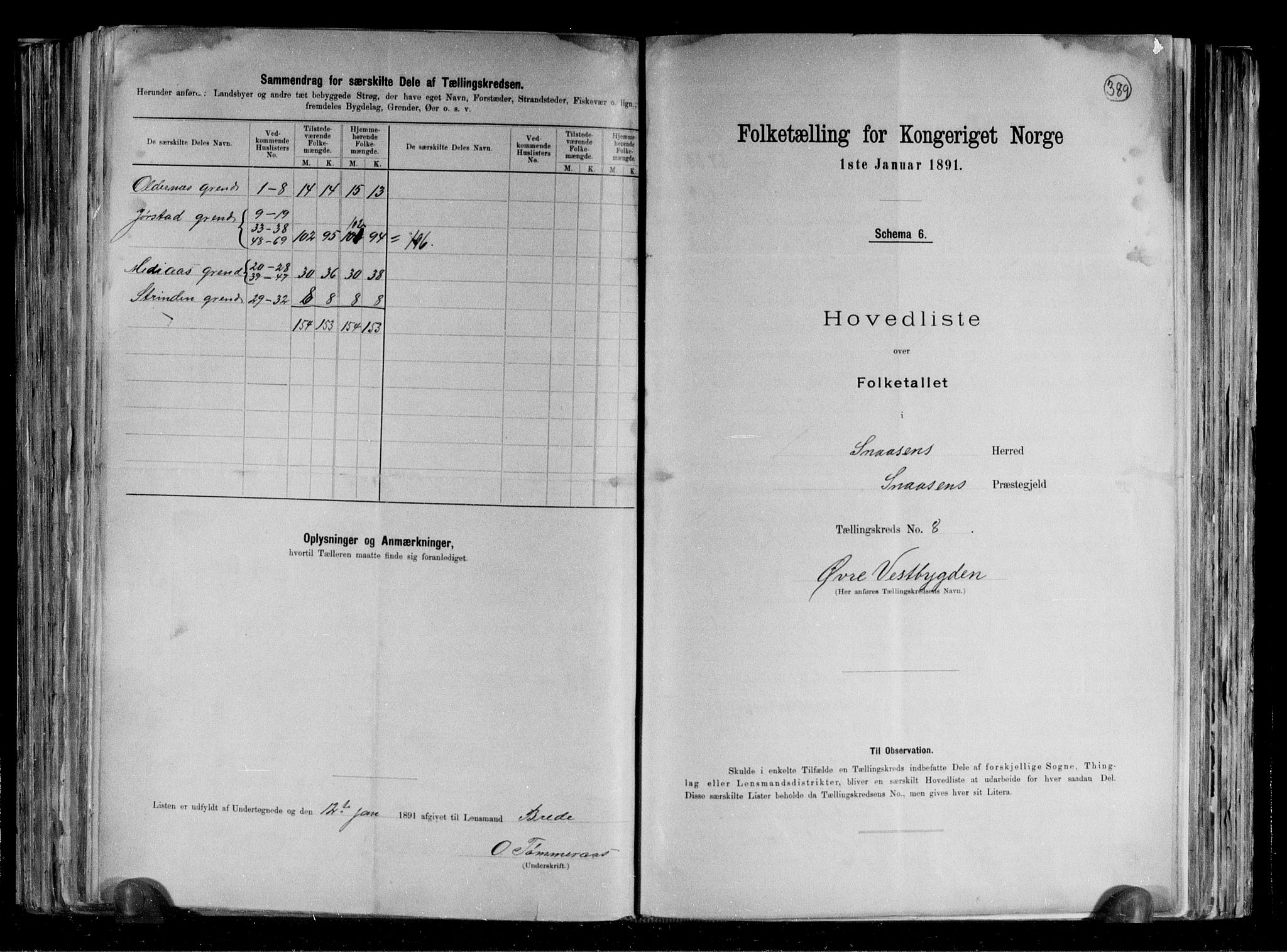 RA, 1891 census for 1736 Snåsa, 1891, p. 19