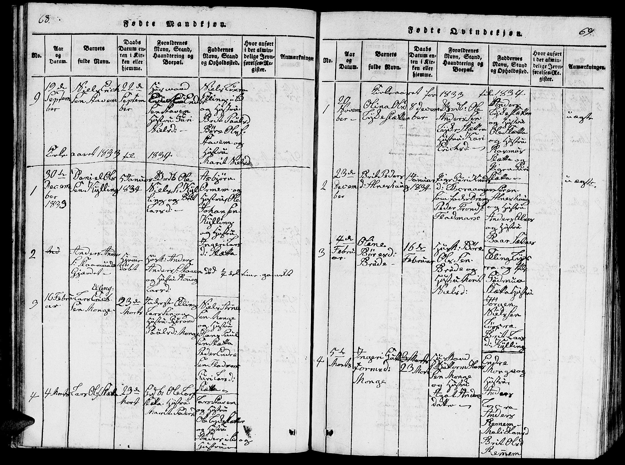 Ministerialprotokoller, klokkerbøker og fødselsregistre - Møre og Romsdal, AV/SAT-A-1454/546/L0595: Parish register (copy) no. 546C01, 1818-1836, p. 68-69