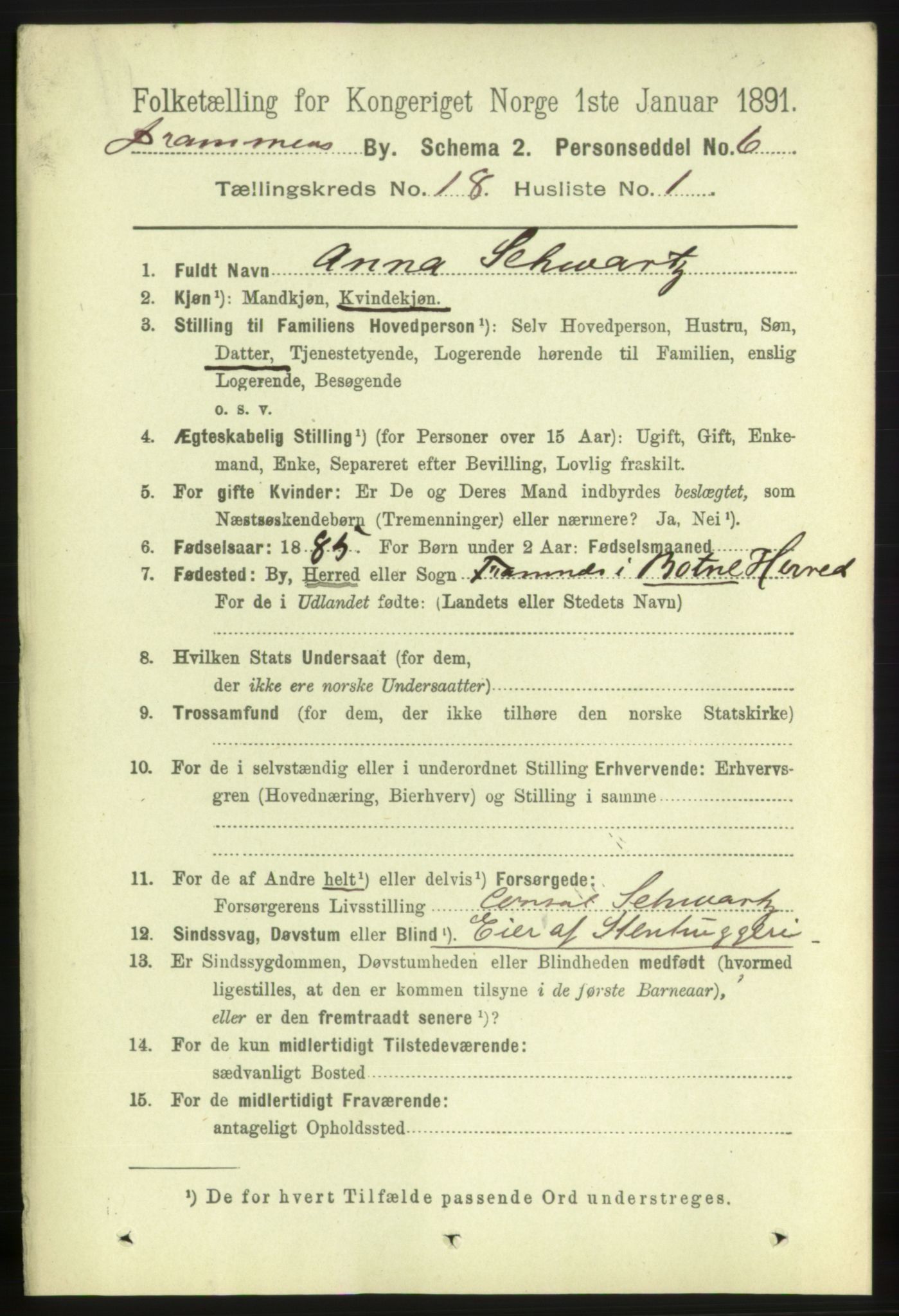 RA, 1891 census for 0602 Drammen, 1891, p. 11640